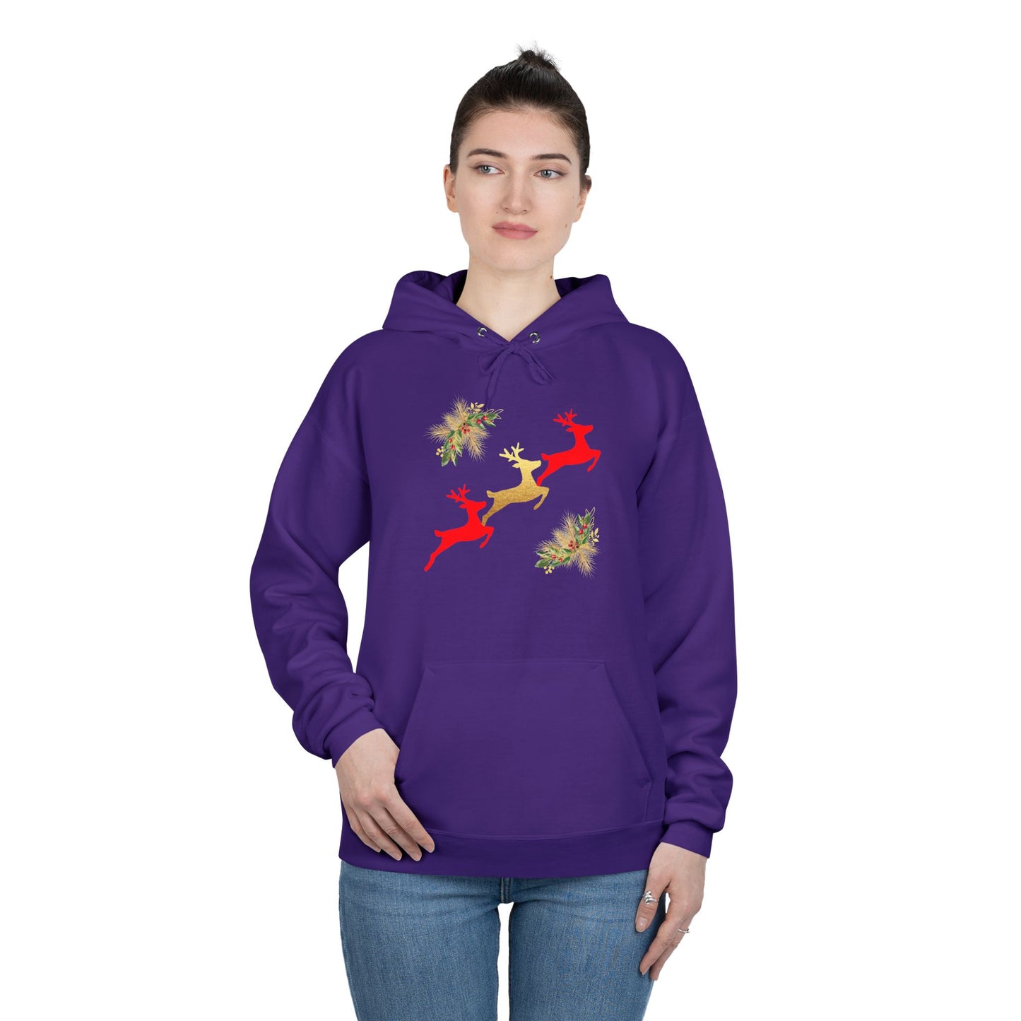 Reindeer Fun - Adult Unisex EcoSmart® Pullover Hoodie Sweatshirt