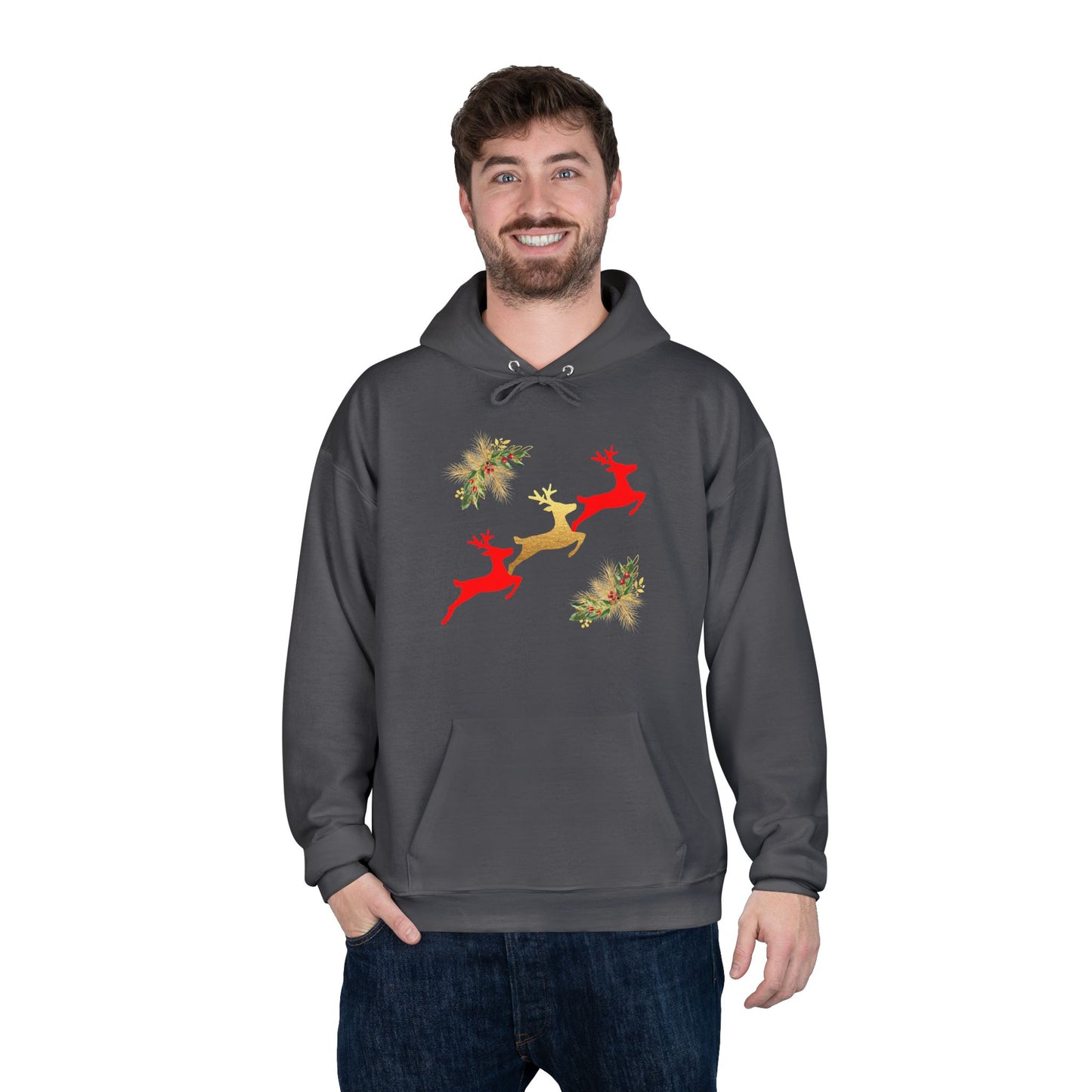 Reindeer Fun - Adult Unisex EcoSmart® Pullover Hoodie Sweatshirt
