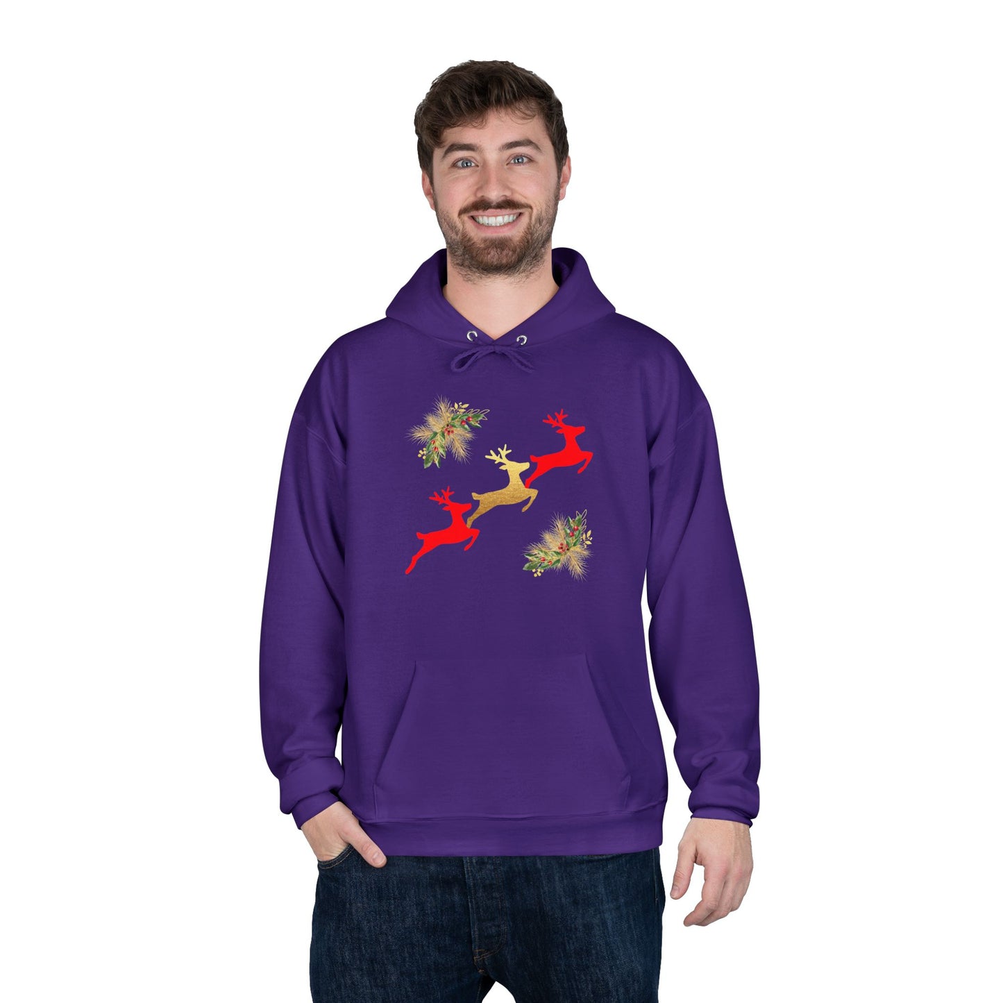 Reindeer Fun - Adult Unisex EcoSmart® Pullover Hoodie Sweatshirt