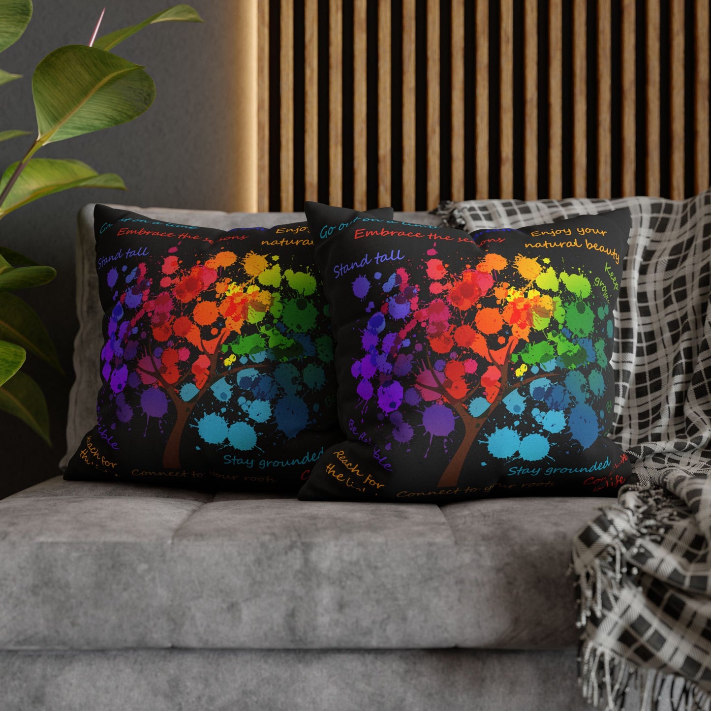 Tree Of Life Black - Accent Square Pillowcase - Various Sizes