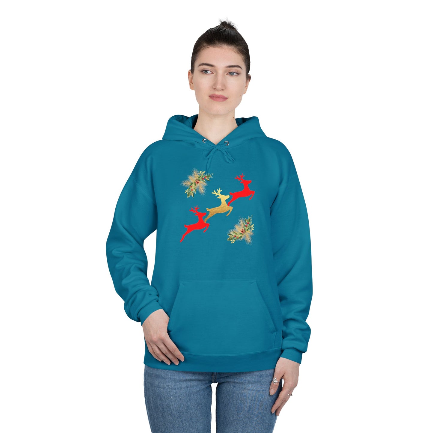 Reindeer Fun - Adult Unisex EcoSmart® Pullover Hoodie Sweatshirt