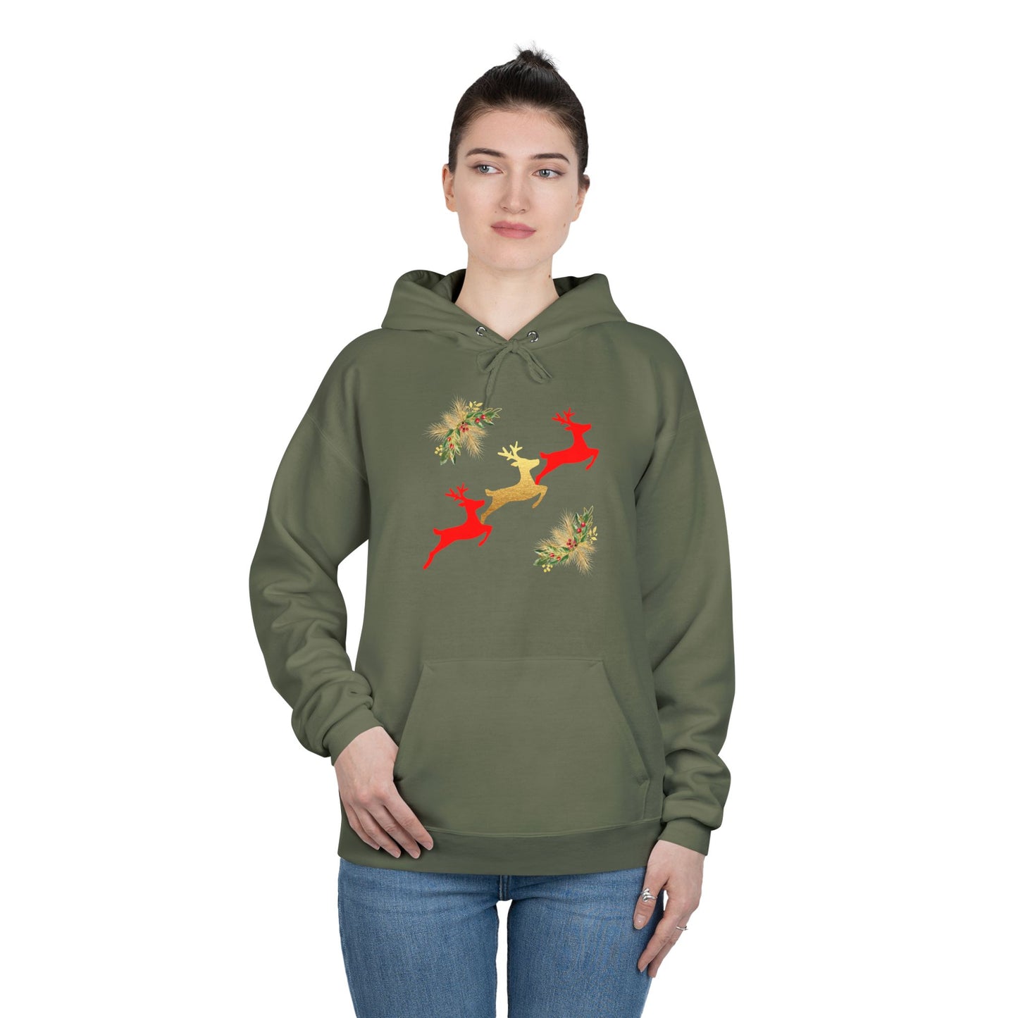 Reindeer Fun - Adult Unisex EcoSmart® Pullover Hoodie Sweatshirt