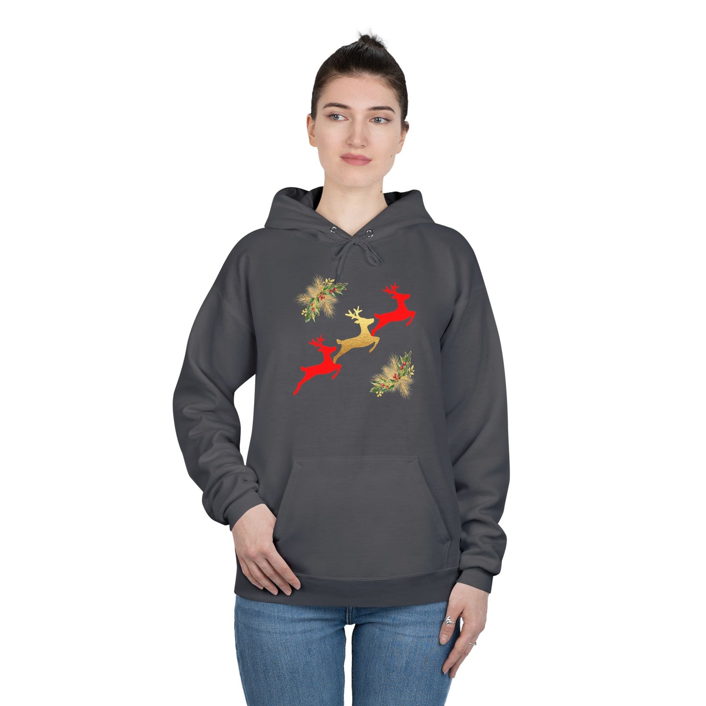 Reindeer Fun - Adult Unisex EcoSmart® Pullover Hoodie Sweatshirt
