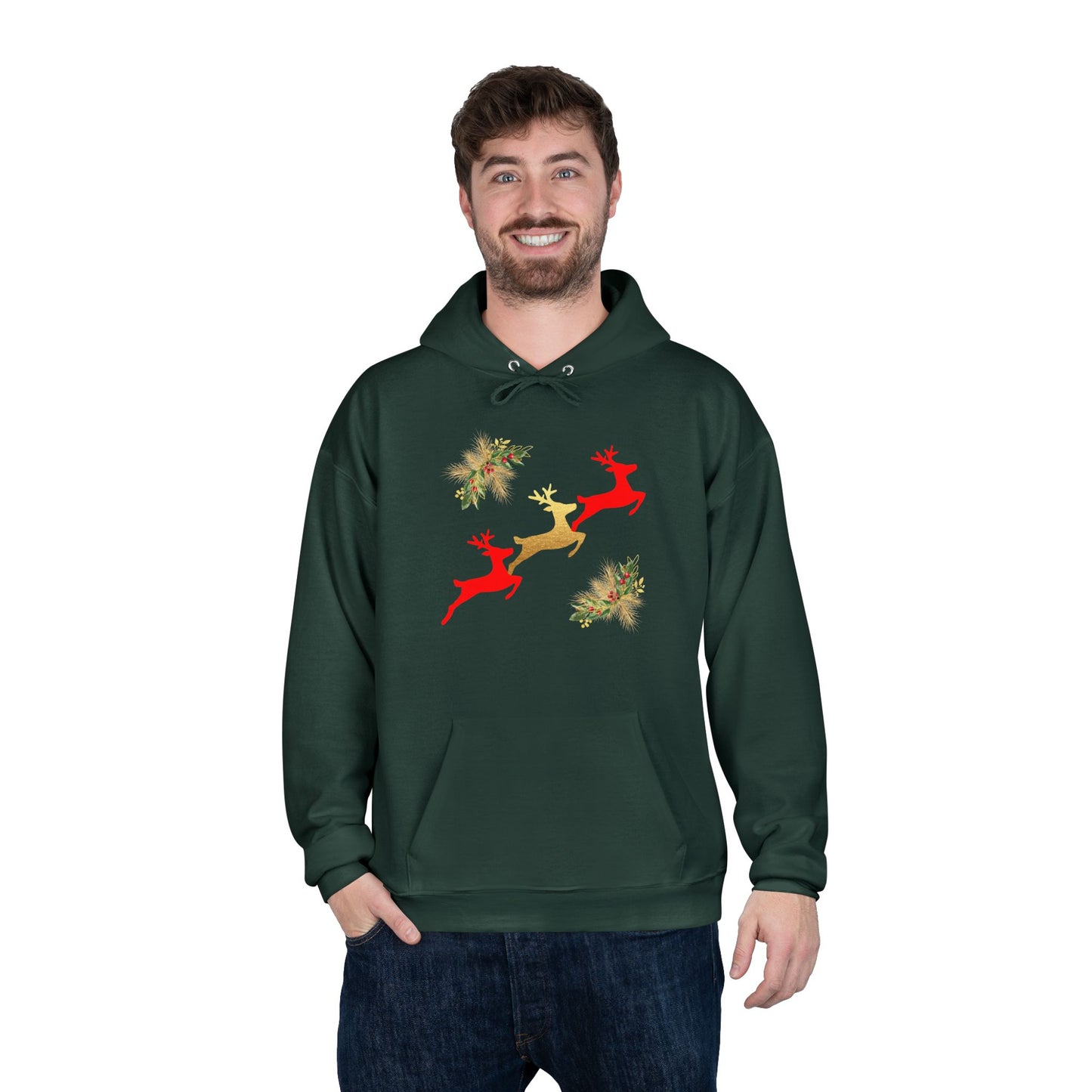 Reindeer Fun - Adult Unisex EcoSmart® Pullover Hoodie Sweatshirt