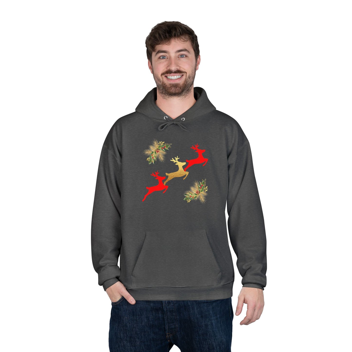 Reindeer Fun - Adult Unisex EcoSmart® Pullover Hoodie Sweatshirt