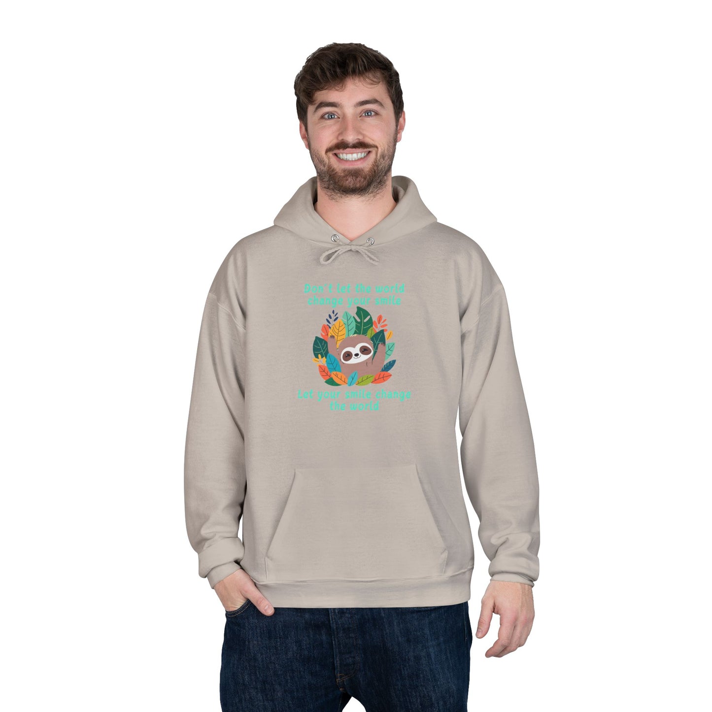 Sloth Smile - Adult Unisex EcoSmart® Pullover Hoodie Sweatshirt