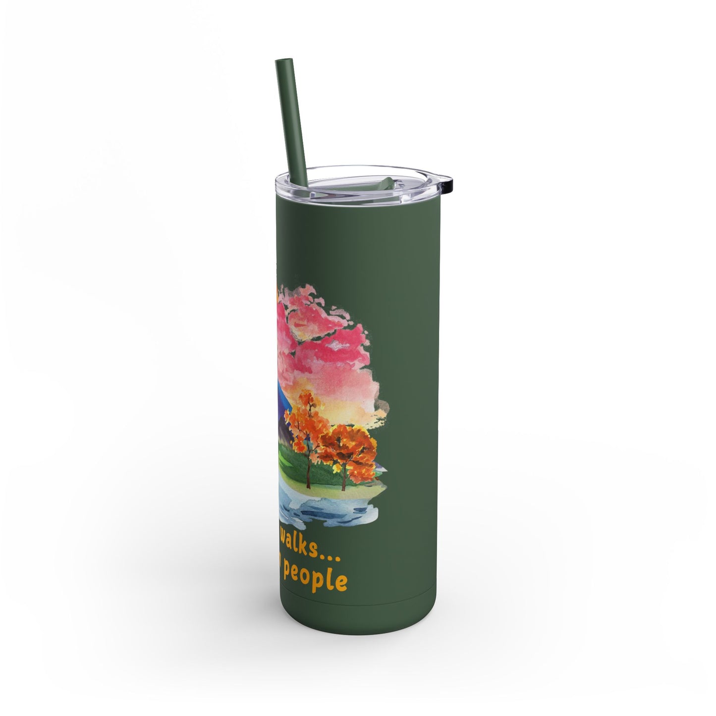 Long Walks Away From People - Maars Maker Skinny Matte Tumbler, 20oz