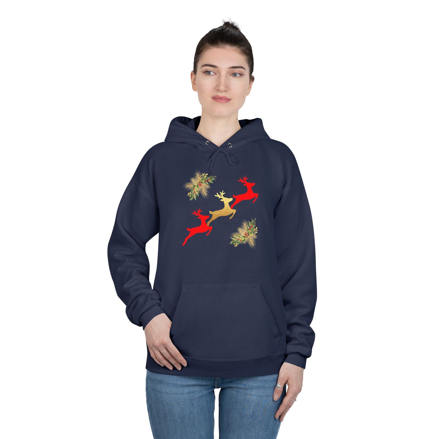Reindeer Fun - Adult Unisex EcoSmart® Pullover Hoodie Sweatshirt