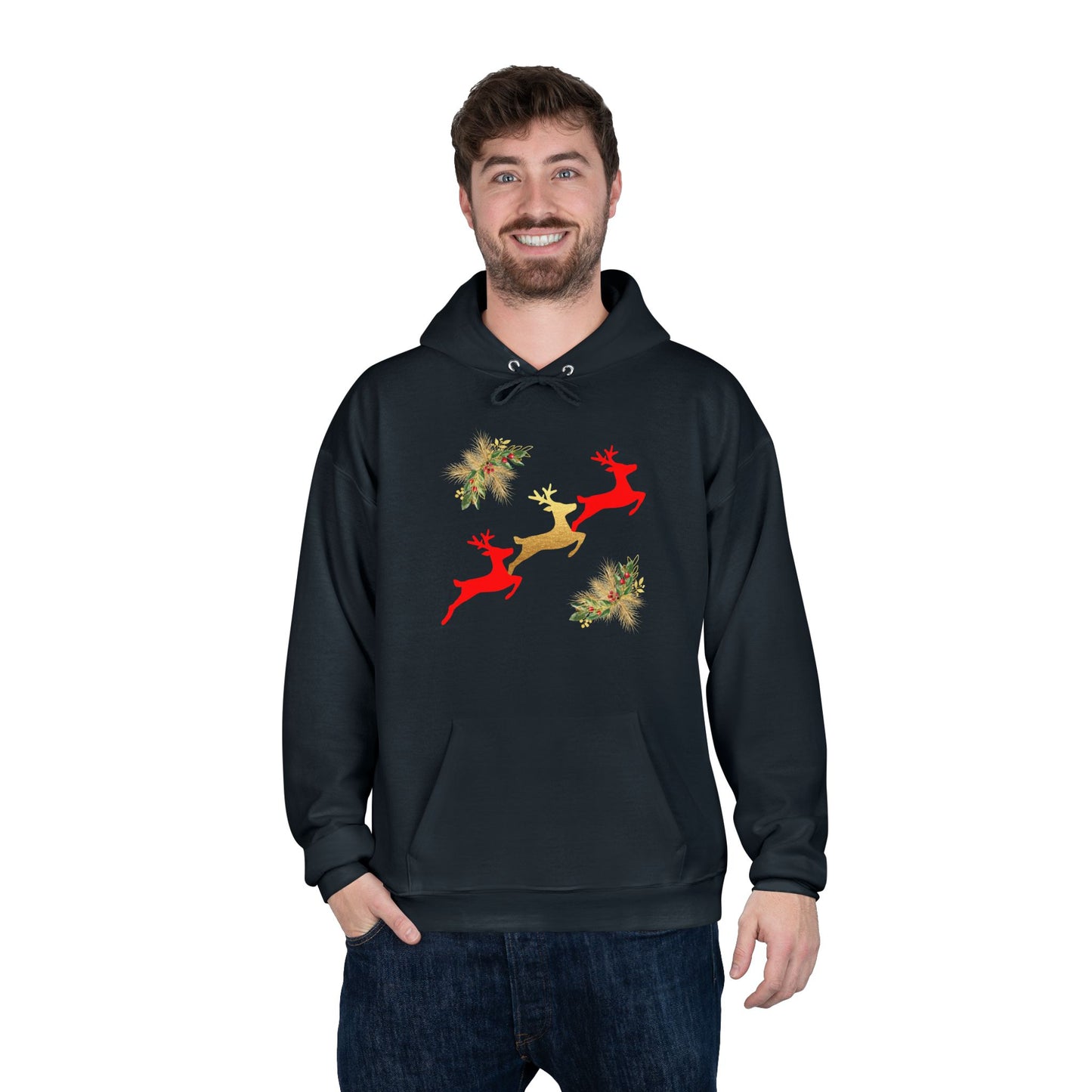 Reindeer Fun - Adult Unisex EcoSmart® Pullover Hoodie Sweatshirt