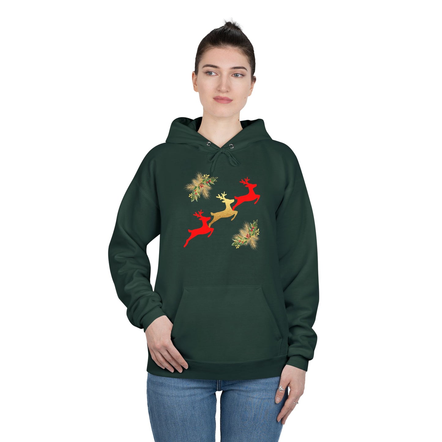 Reindeer Fun - Adult Unisex EcoSmart® Pullover Hoodie Sweatshirt