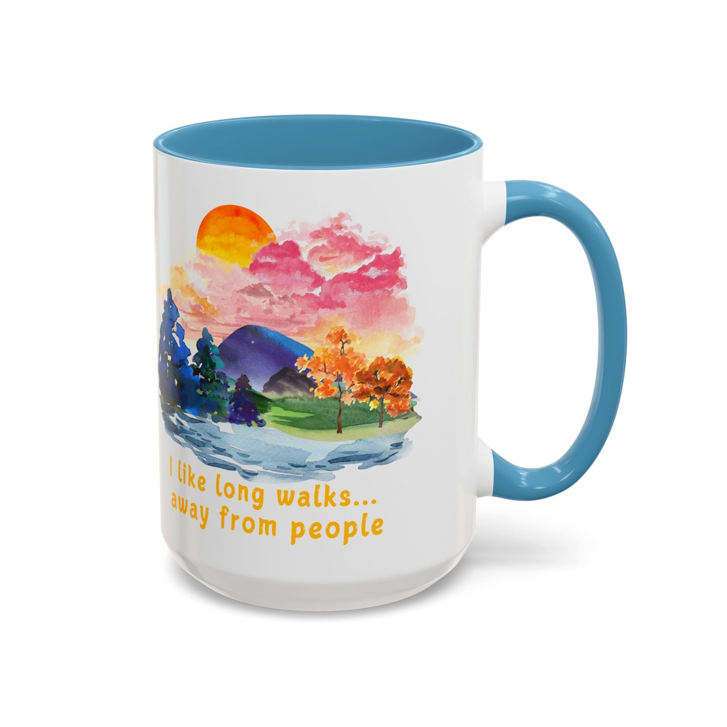 Long Walks Away From People - Accent Coffee Mug (11, 15oz)