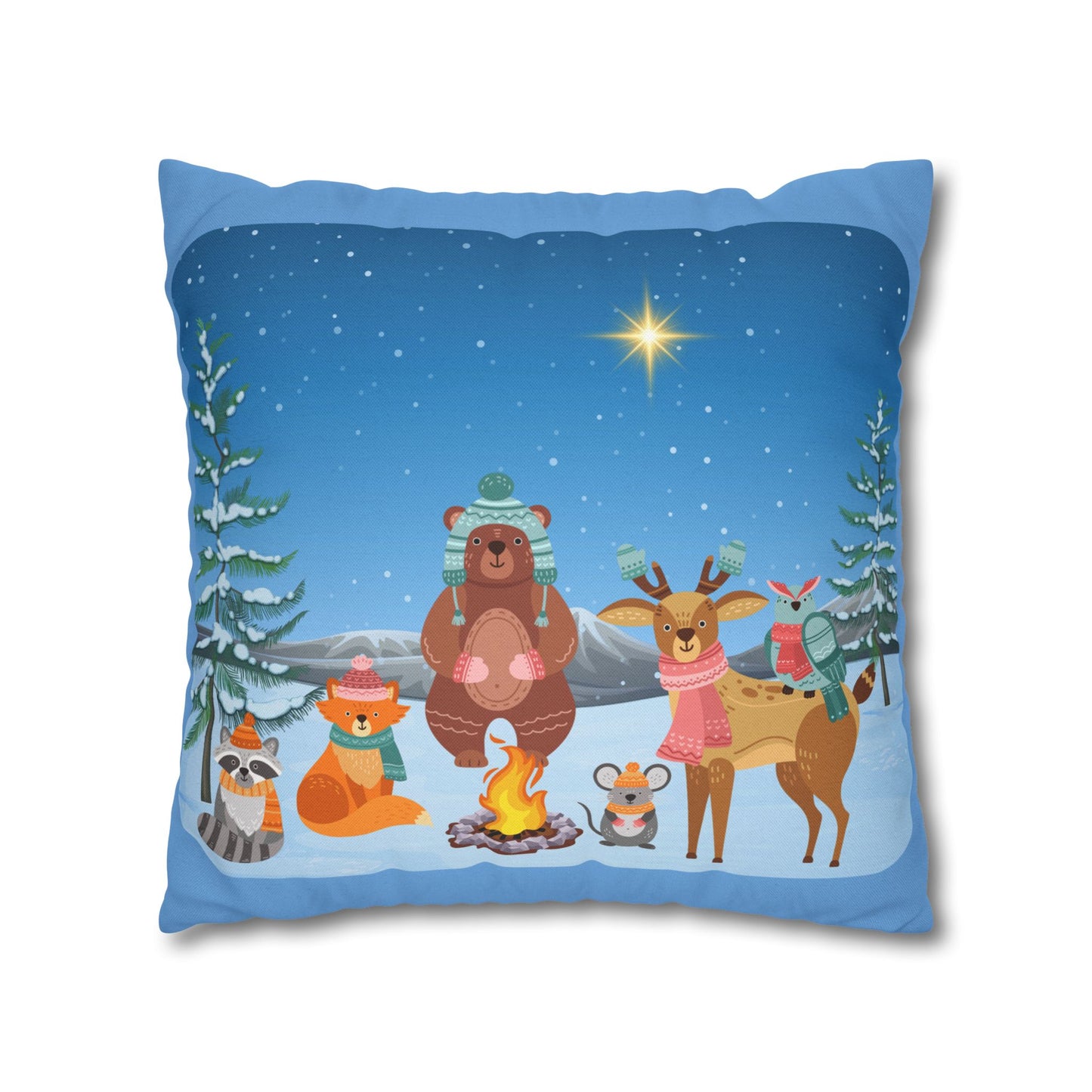 Winter Animal Party - Square Pillowcase - Various Sizes