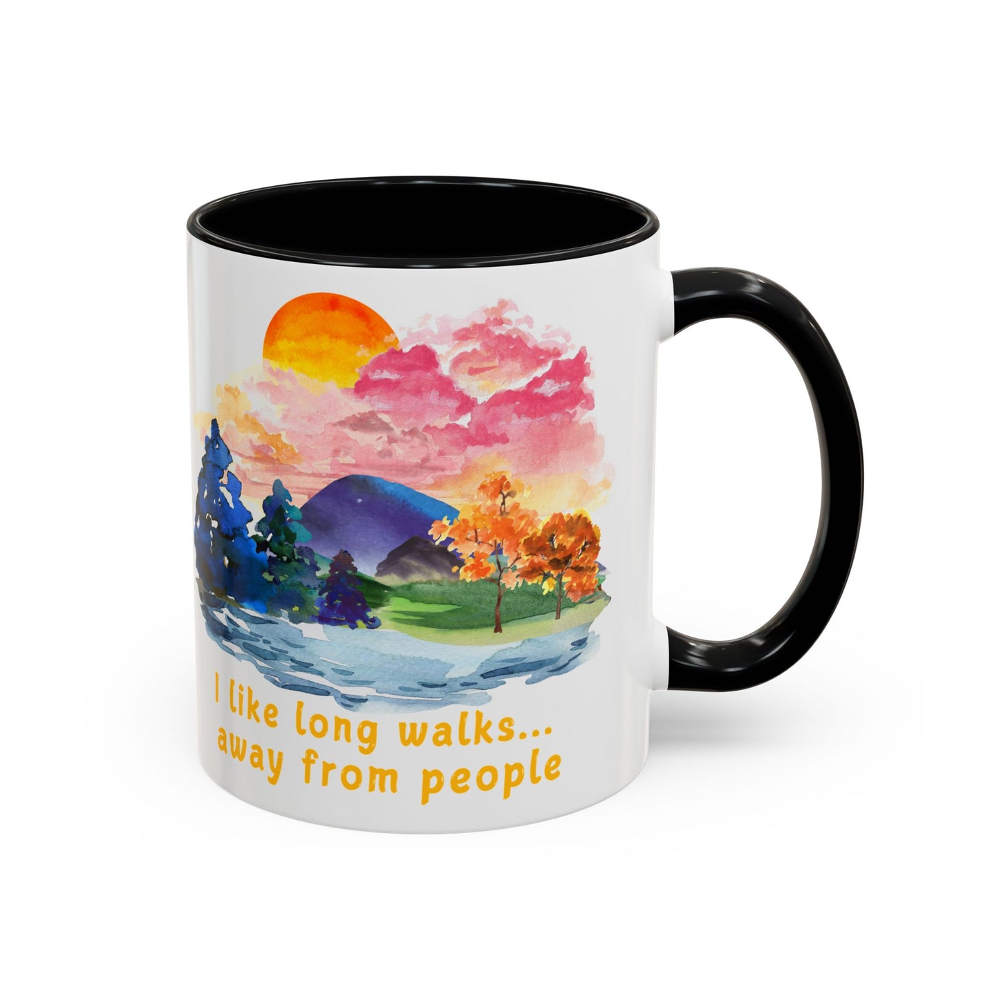 Long Walks Away From People - Accent Coffee Mug (11, 15oz)