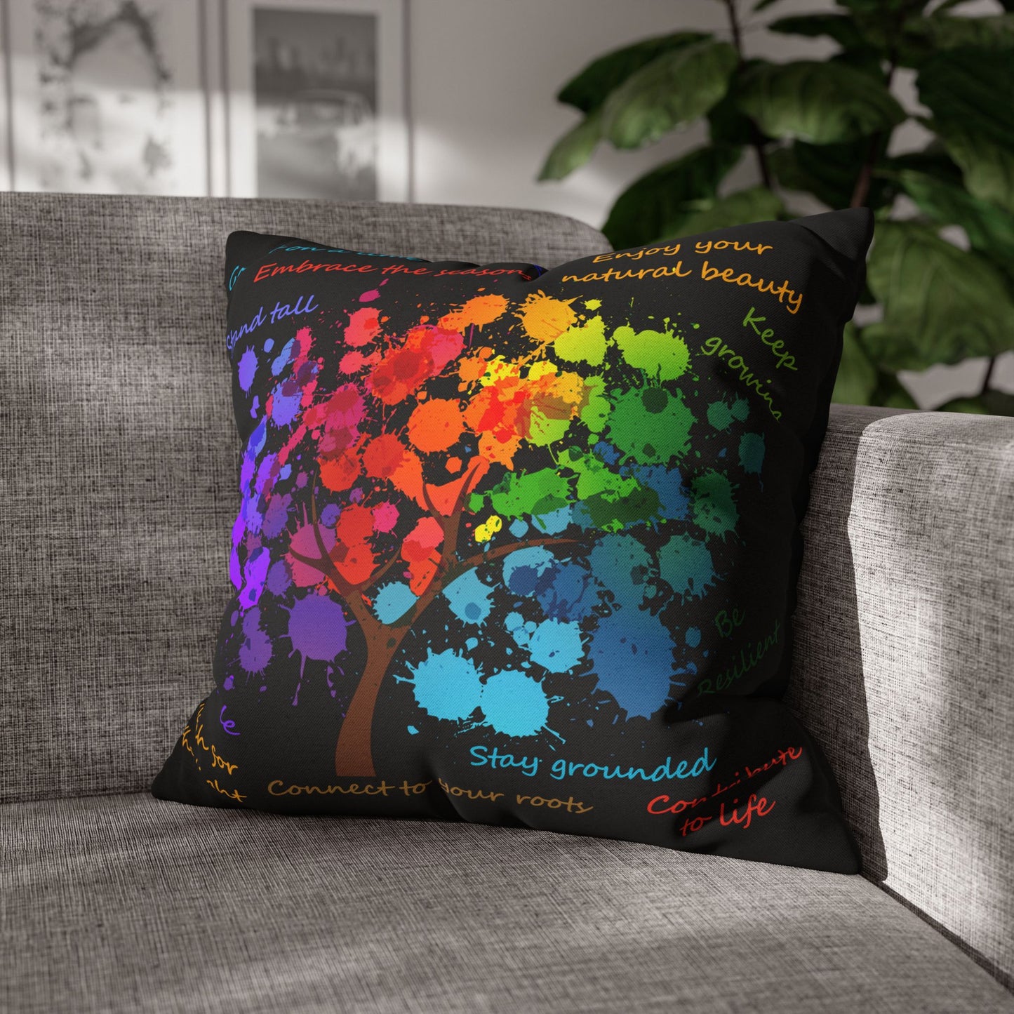 Tree Of Life Black - Accent Square Pillowcase - Various Sizes