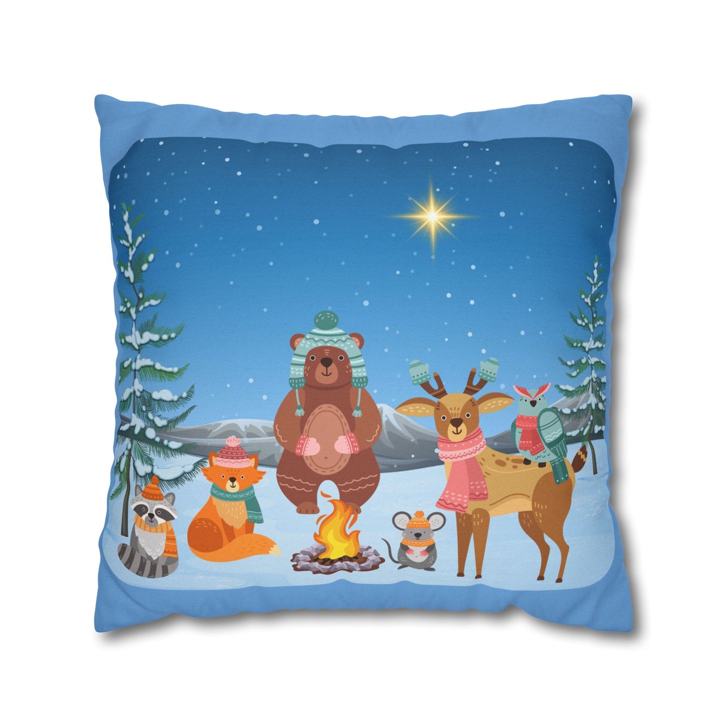 Winter Animal Party - Square Pillowcase - Various Sizes