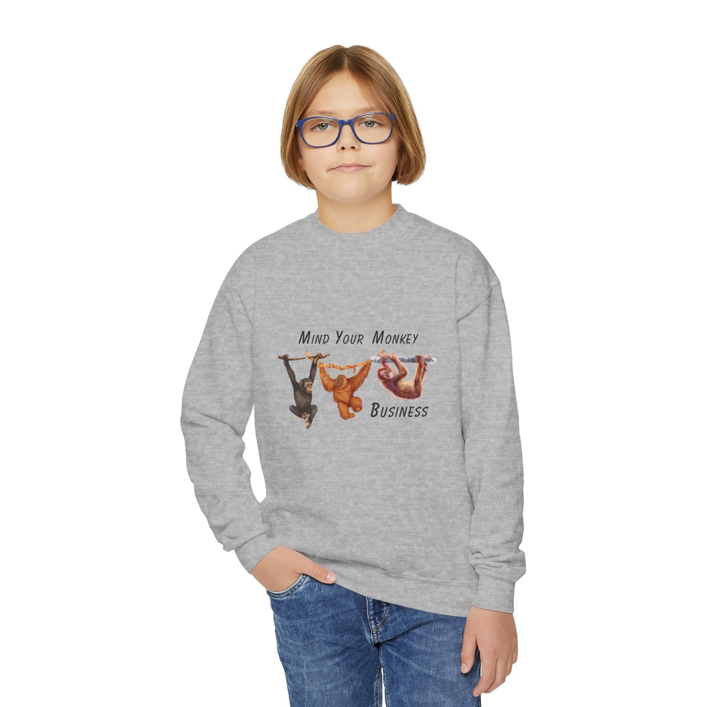 Mind Your Monkey Business - Youth Crewneck Sweatshirt