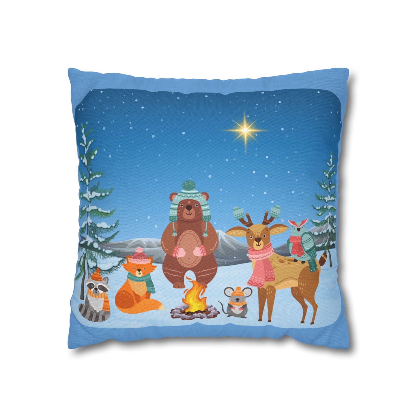 Winter Animal Party - Square Pillowcase - Various Sizes