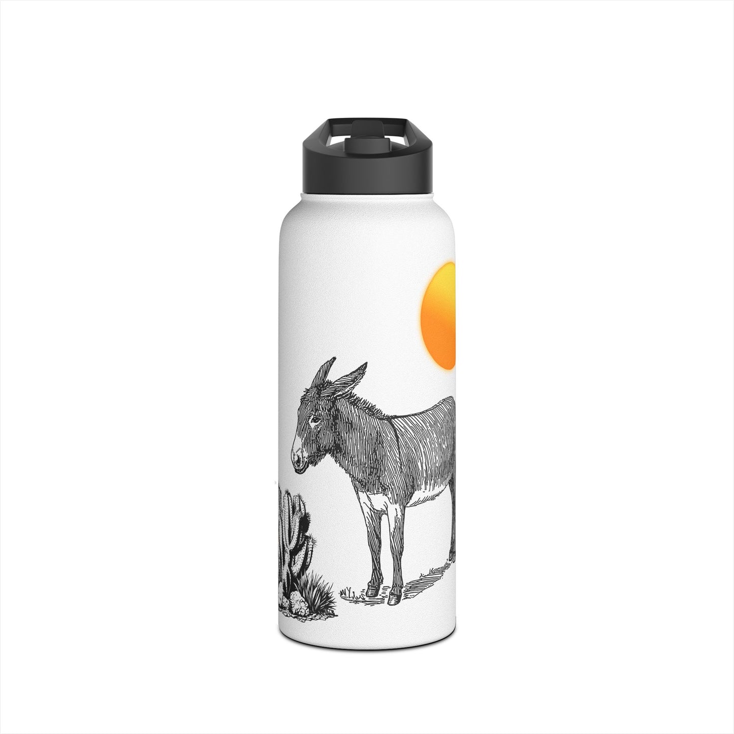 Desert-themed With Adorable Donkey - Stainless Steel Water Bottle, Standard Lid