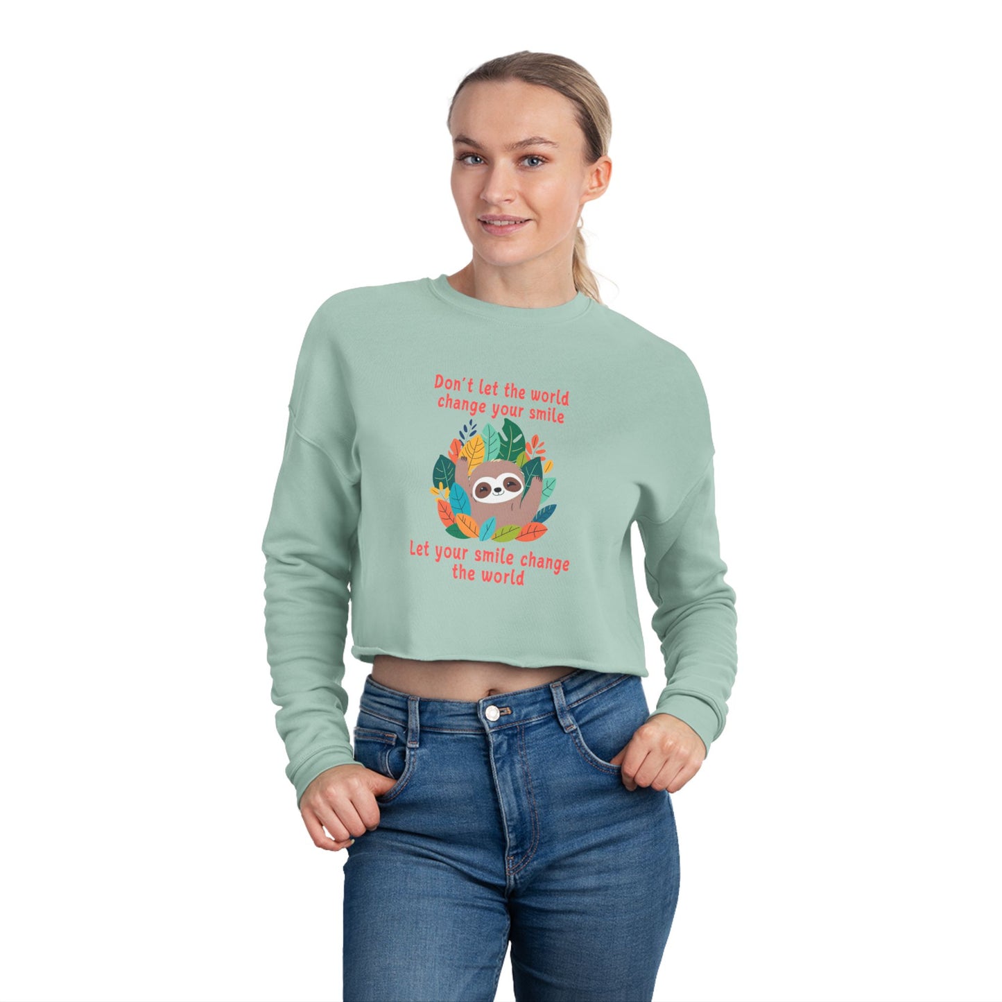 Sloth Smile - Women's Cropped Sweatshirt