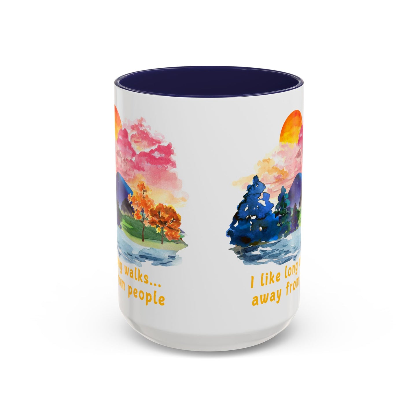 Long Walks Away From People - Accent Coffee Mug (11, 15oz)