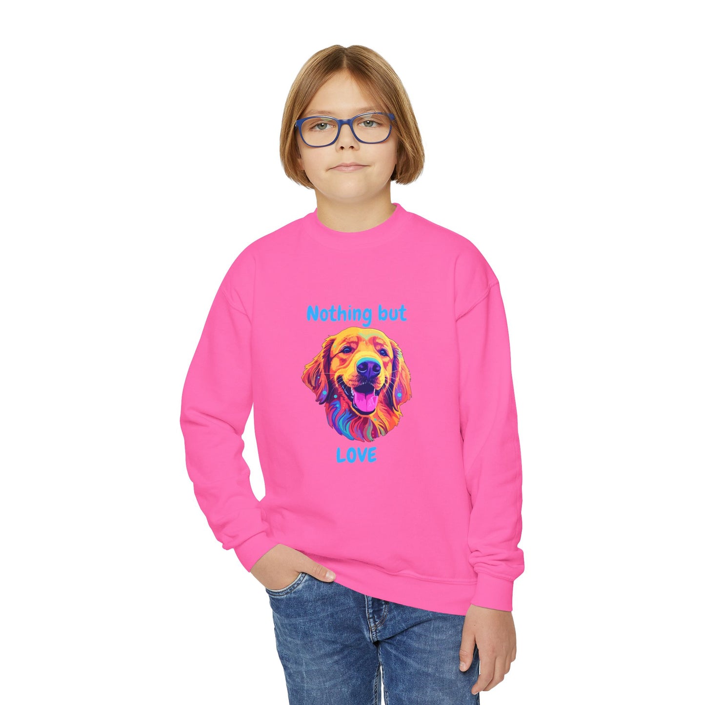 Nothing But Love - Youth Crewneck Sweatshirt - Golden Retriever Design