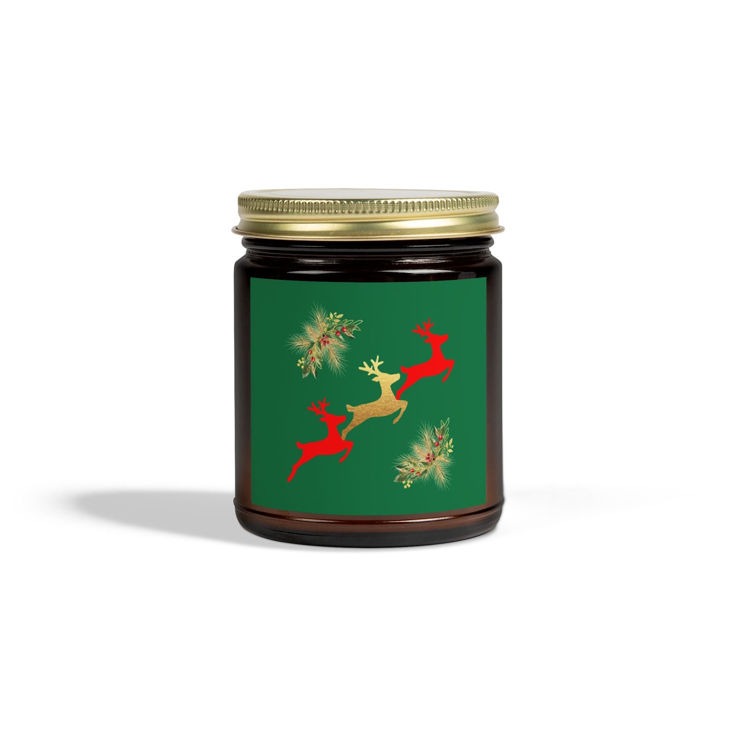 Reindeer Fun Green - Scented Candles, Coconut Apricot Wax (4oz, 9oz)