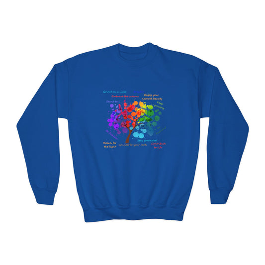 Tree of Life - Youth Crewneck Sweatshirt - Bright Uplifting Print