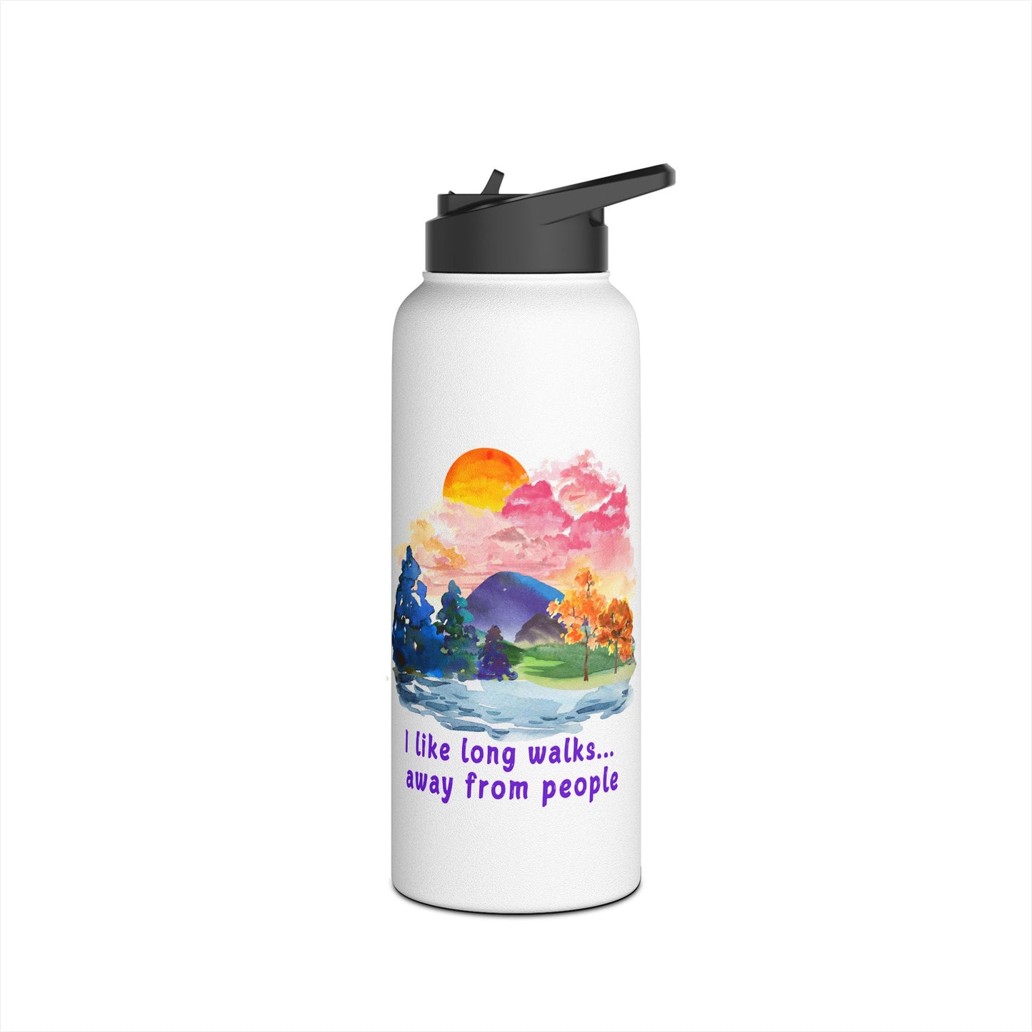 Long Walks Away From People - Stainless Steel Water Bottle