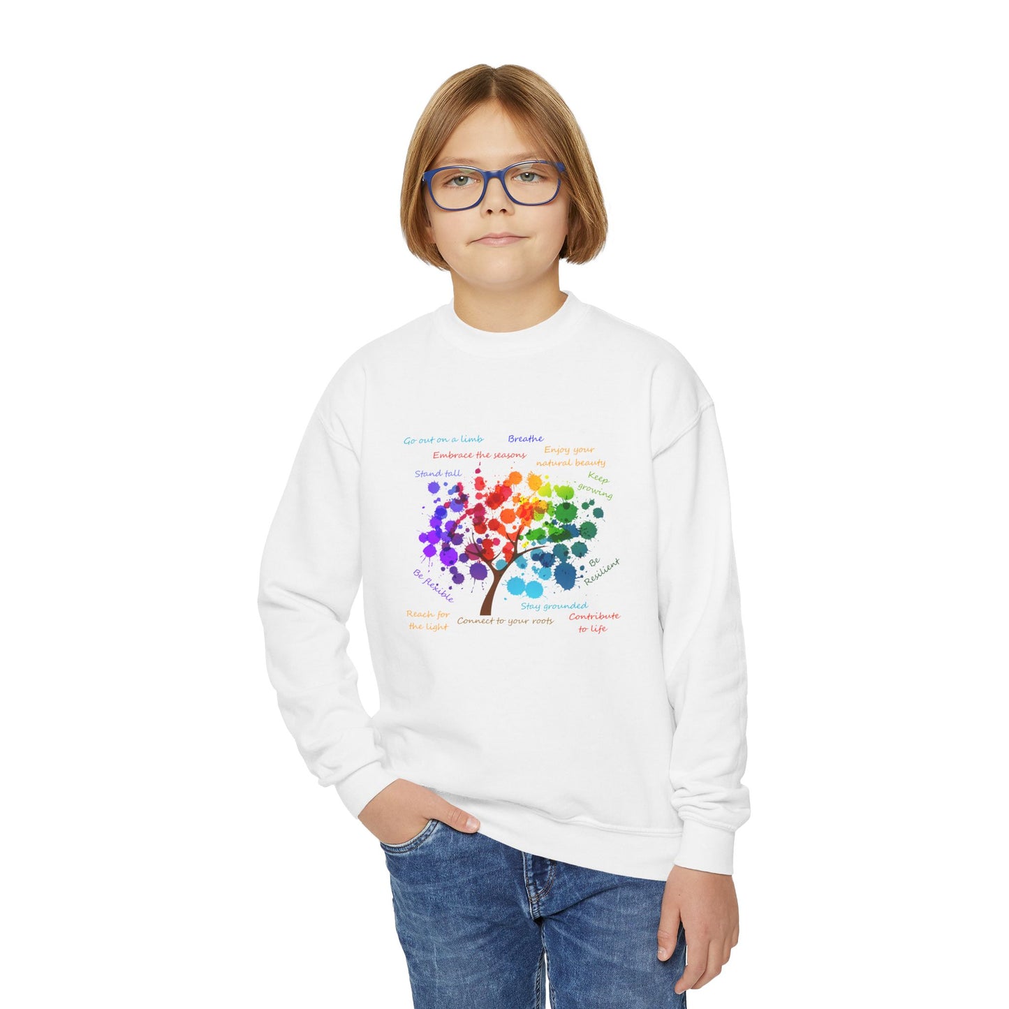 Tree of Life - Youth Crewneck Sweatshirt - Bright Uplifting Print