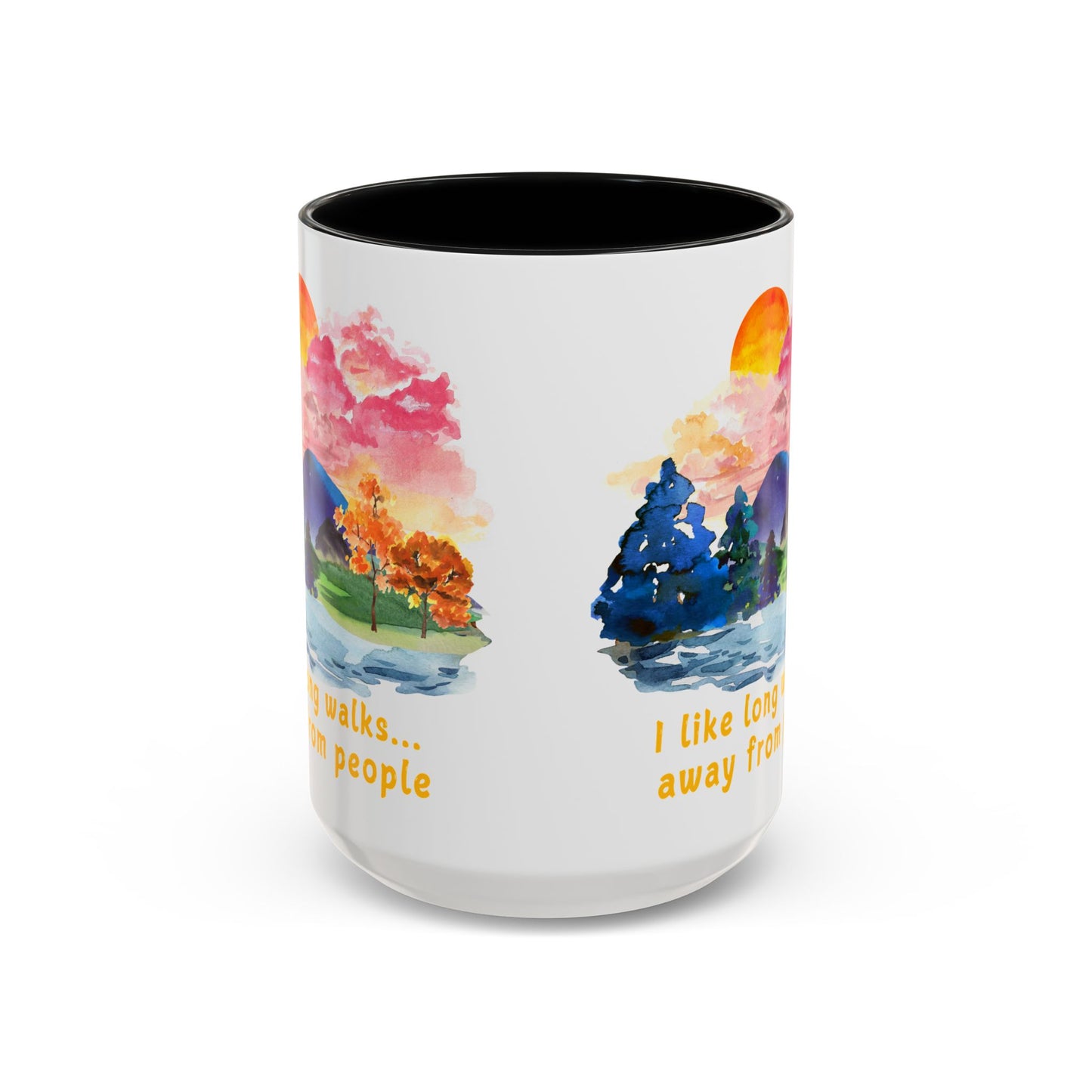 Long Walks Away From People - Accent Coffee Mug (11, 15oz)