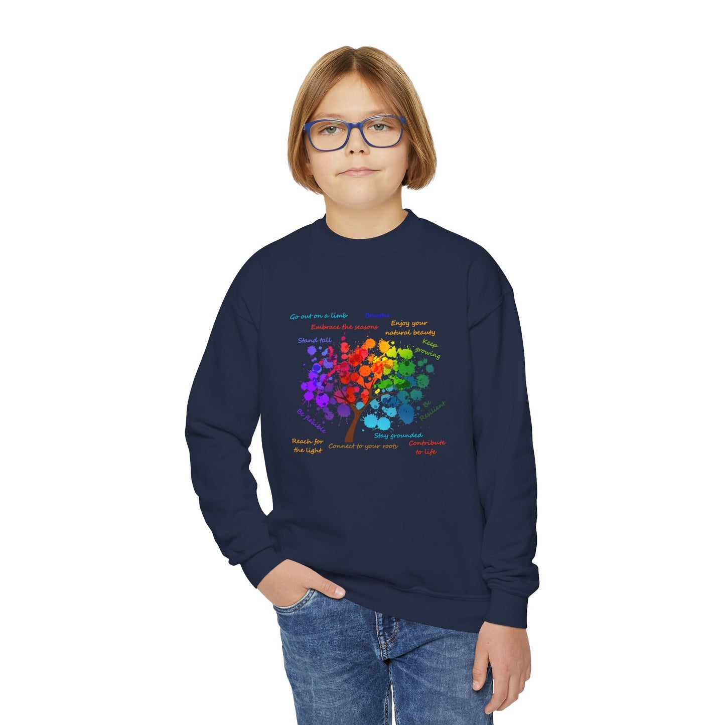 Tree of Life - Youth Crewneck Sweatshirt - Bright Uplifting Print