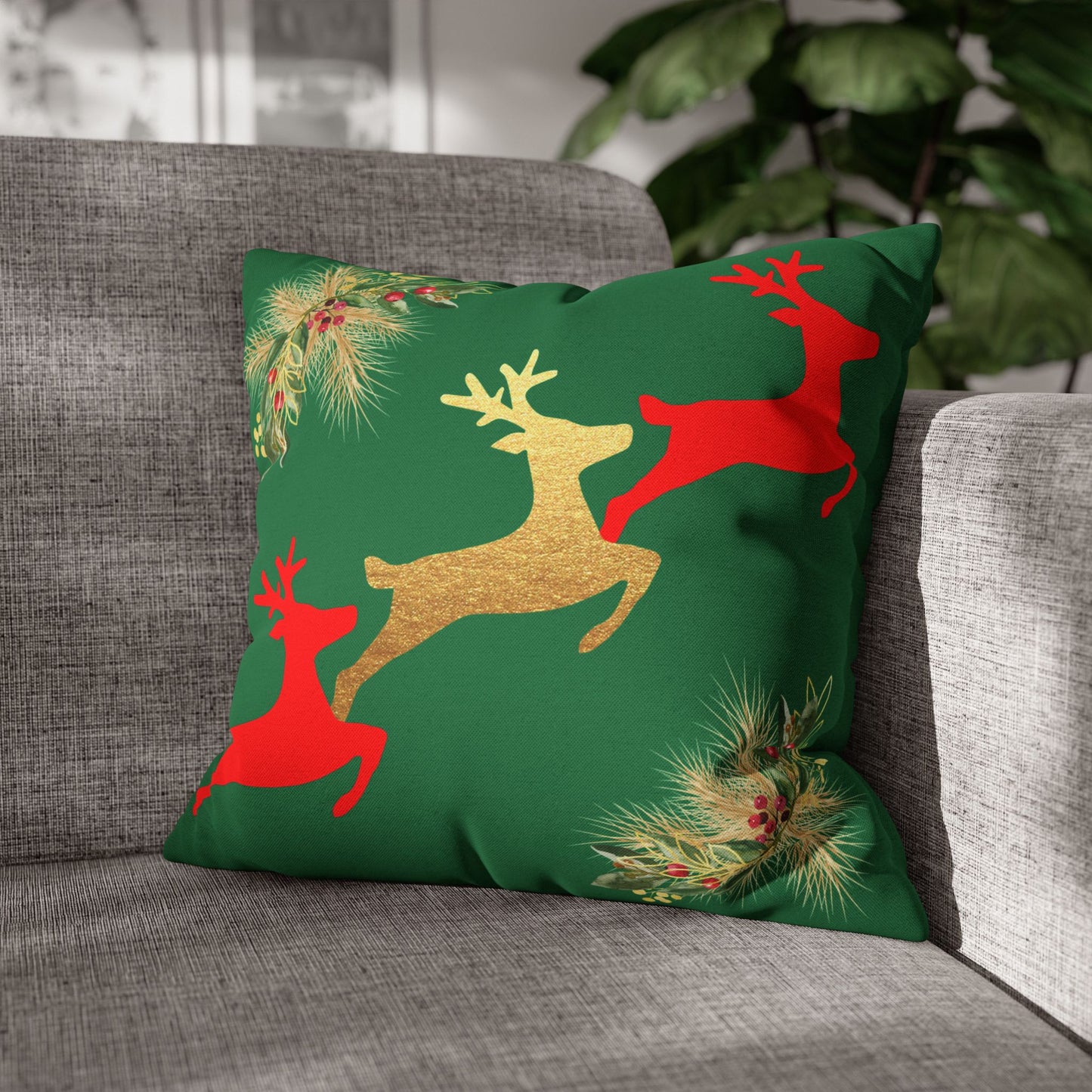 Reindeer Fun - Square Pillowcase - Various Sizes