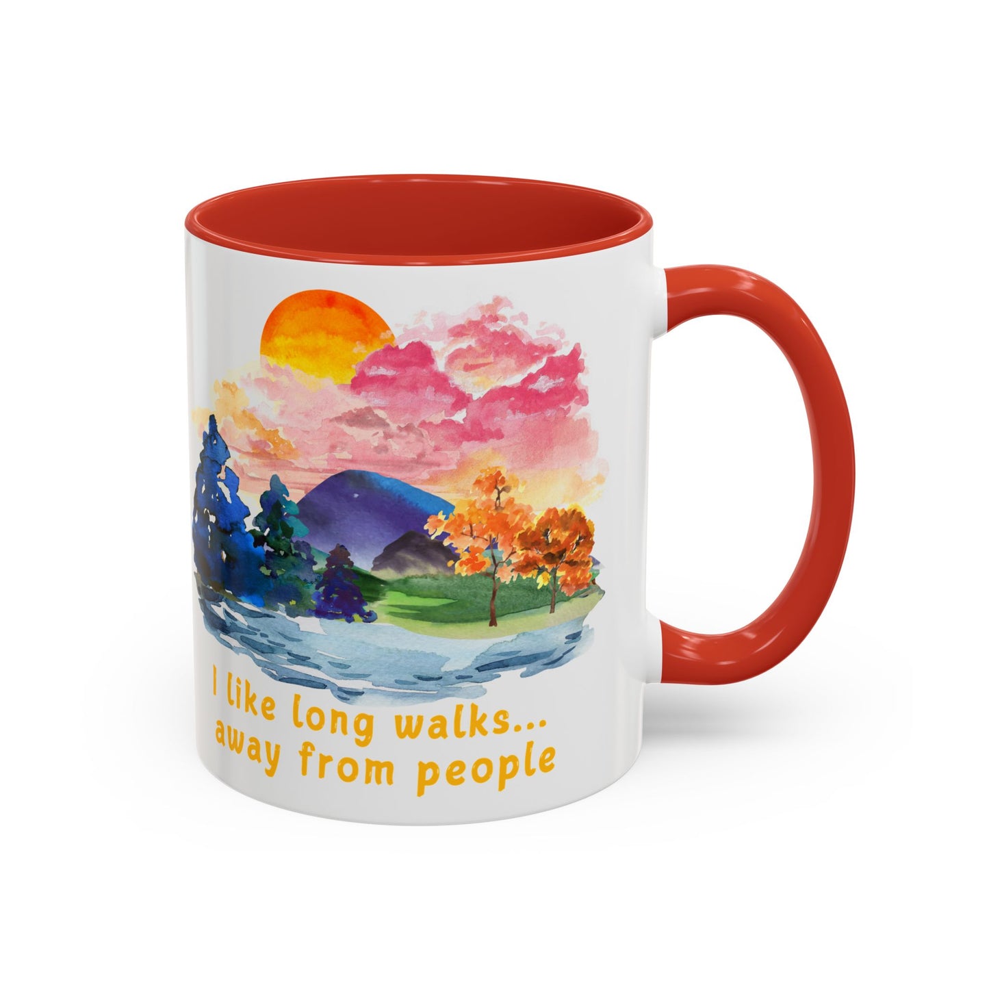 Long Walks Away From People - Accent Coffee Mug (11, 15oz)