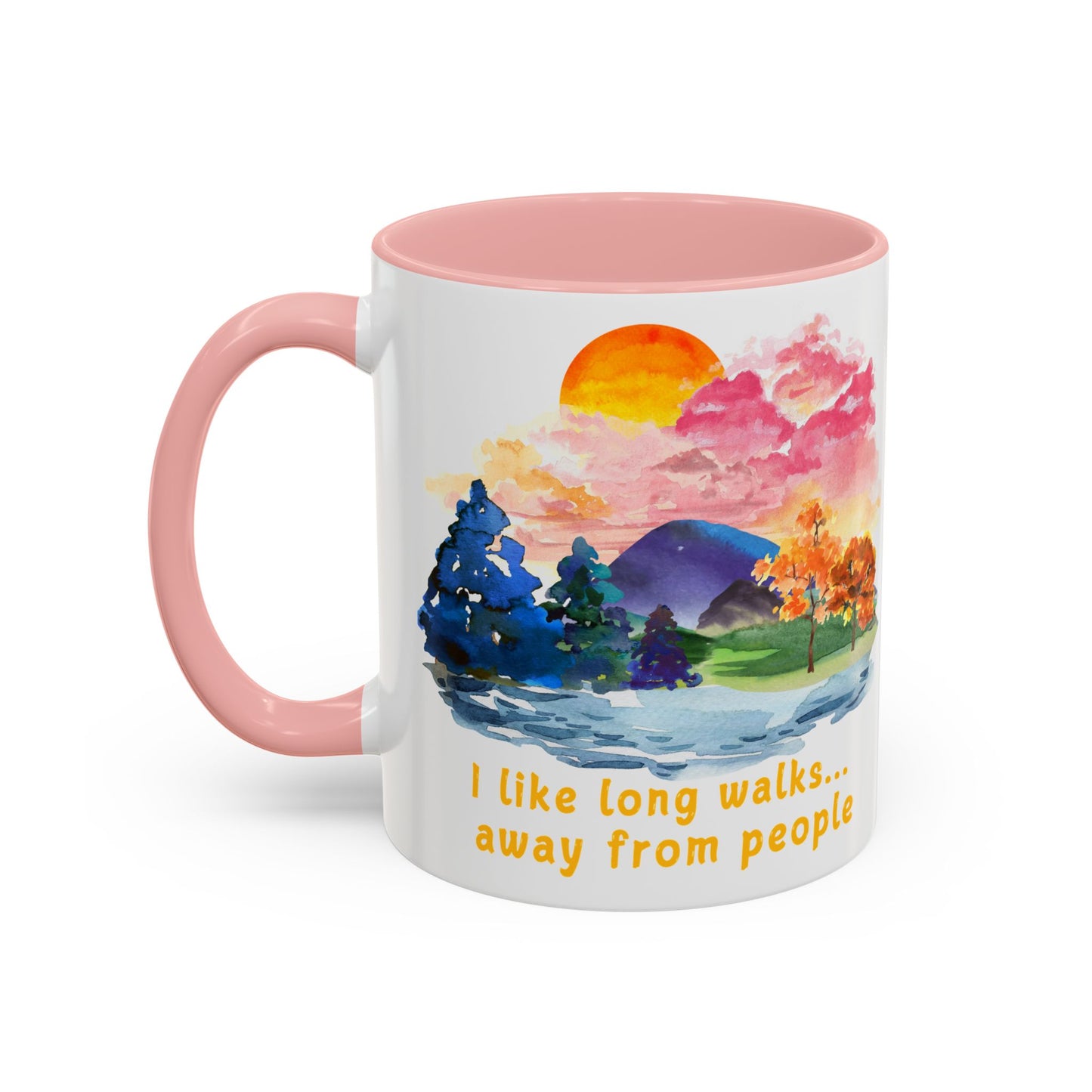 Long Walks Away From People - Accent Coffee Mug (11, 15oz)