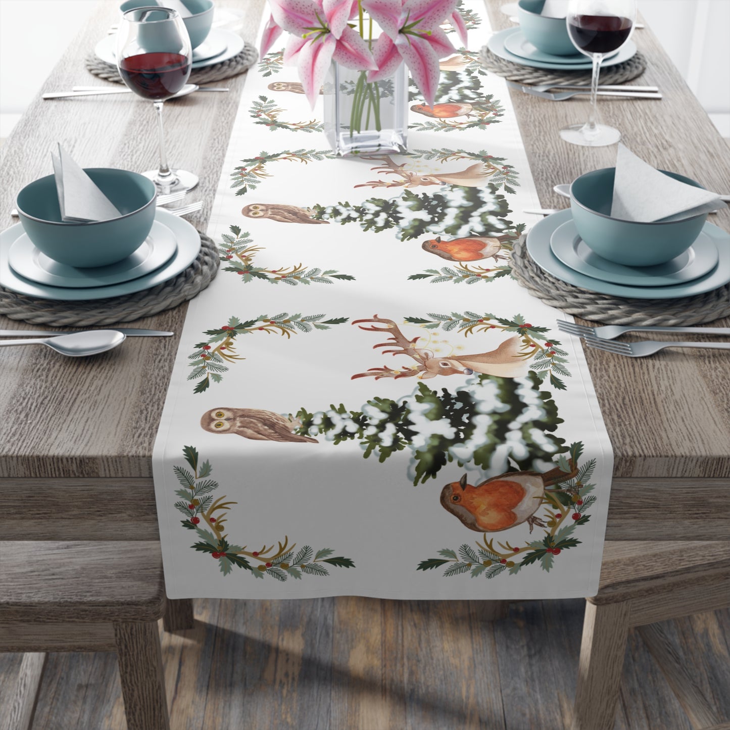 Winter Tree White - Table Runner (Cotton, Poly)