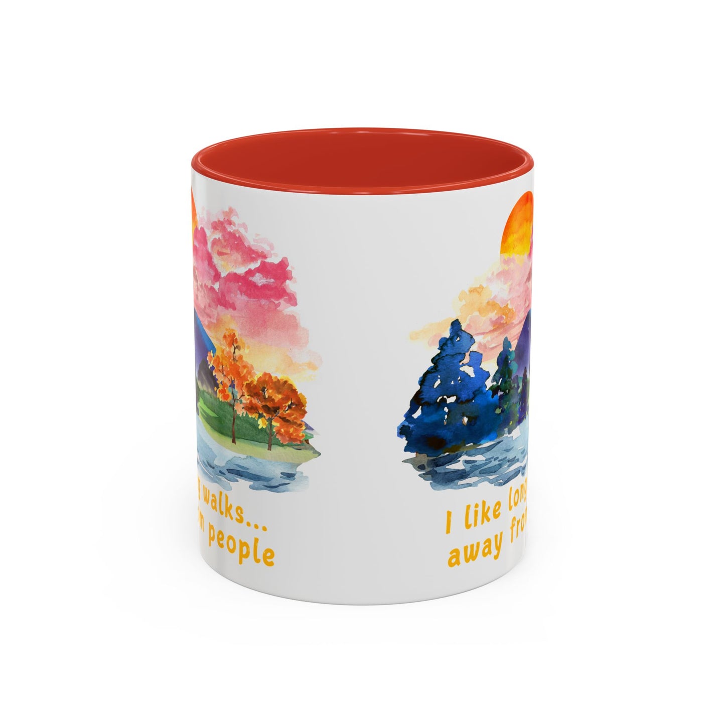 Long Walks Away From People - Accent Coffee Mug (11, 15oz)