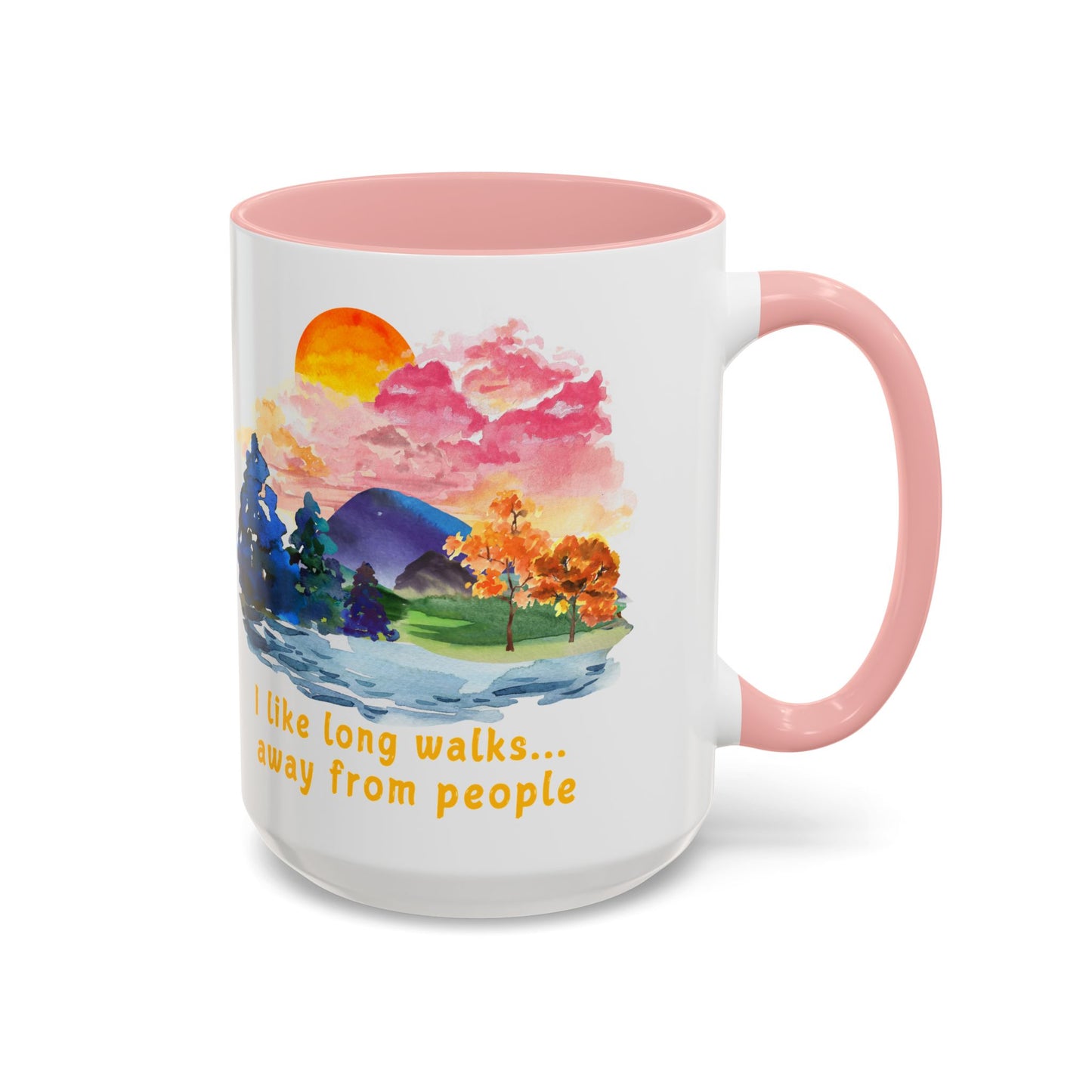 Long Walks Away From People - Accent Coffee Mug (11, 15oz)