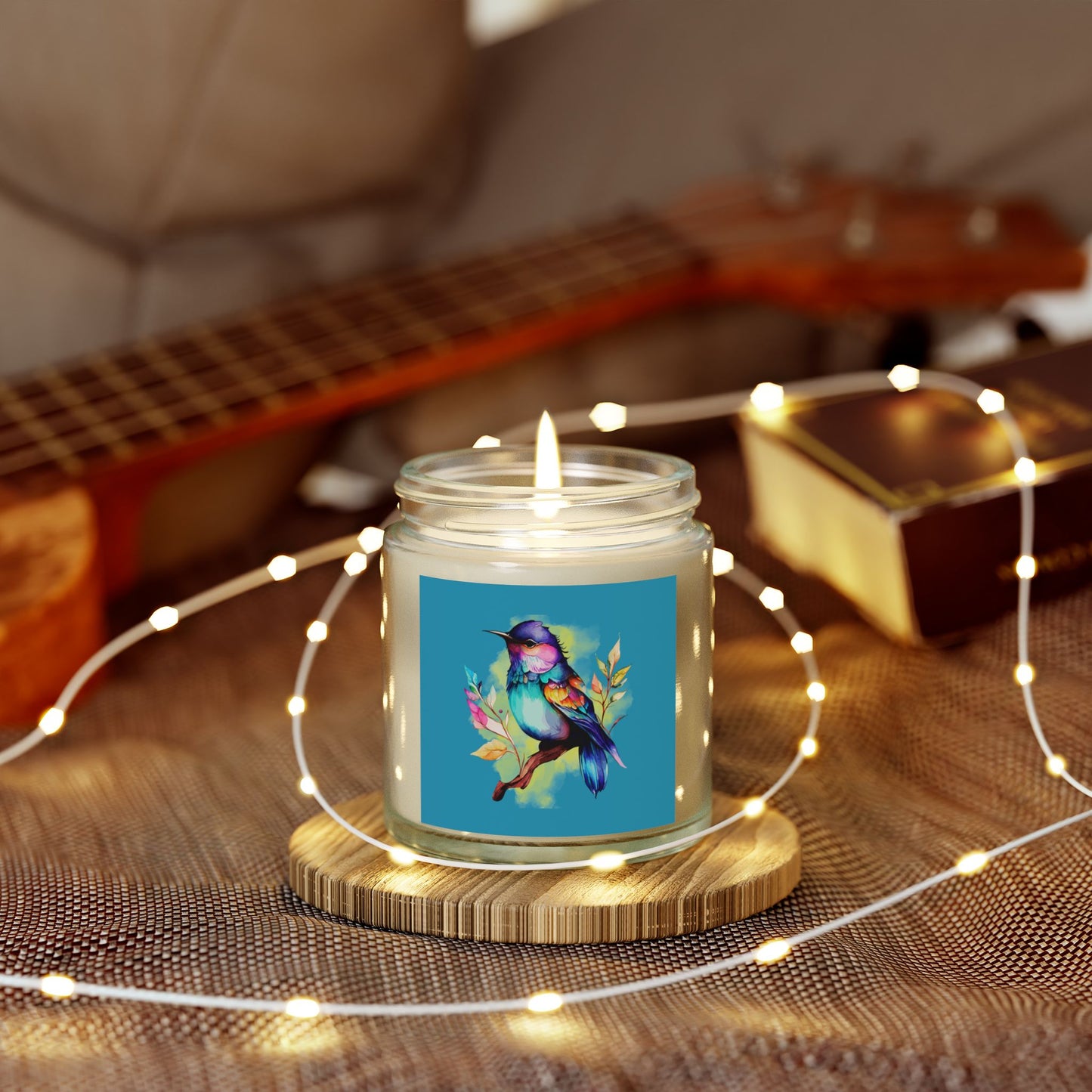 Beautiful Watercolor Bird - Scented Coconut Apricot Candles (4oz, 9oz)