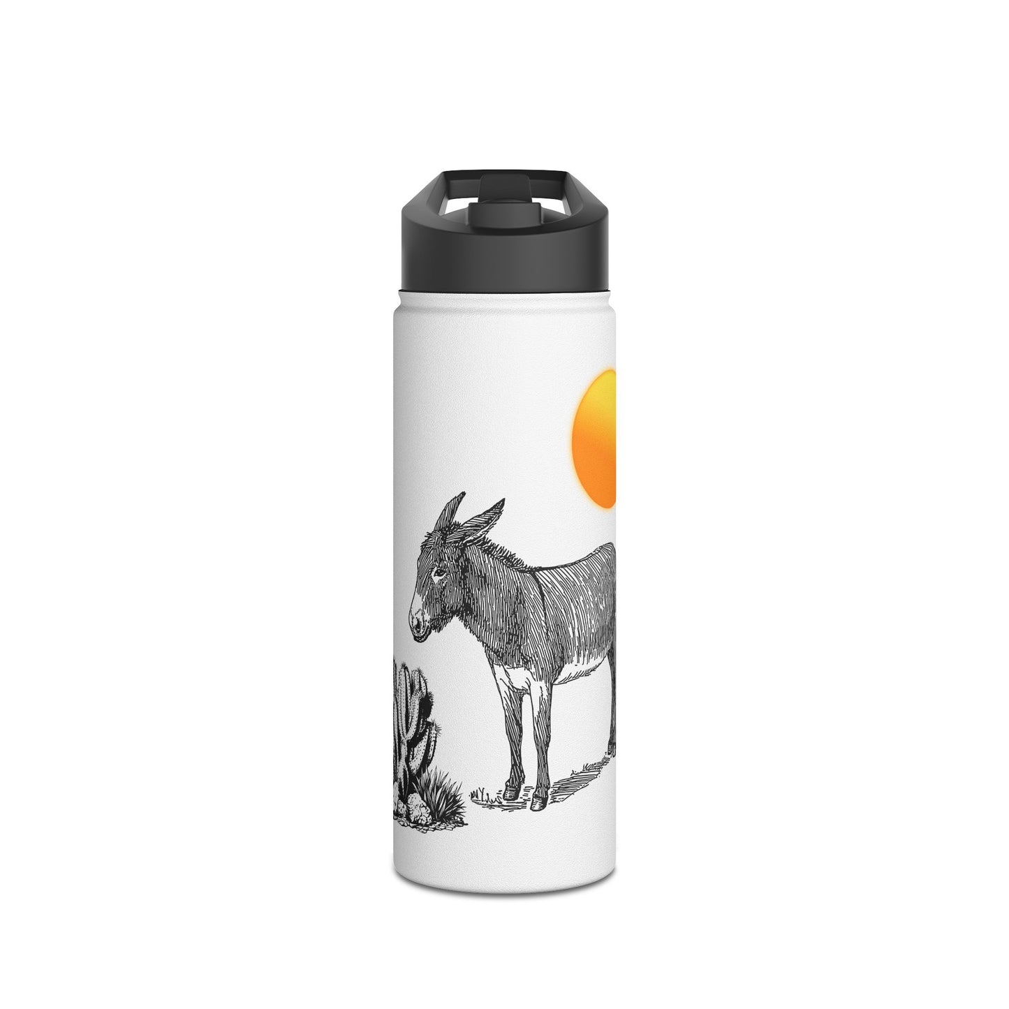 Desert-themed With Adorable Donkey - Stainless Steel Water Bottle, Standard Lid