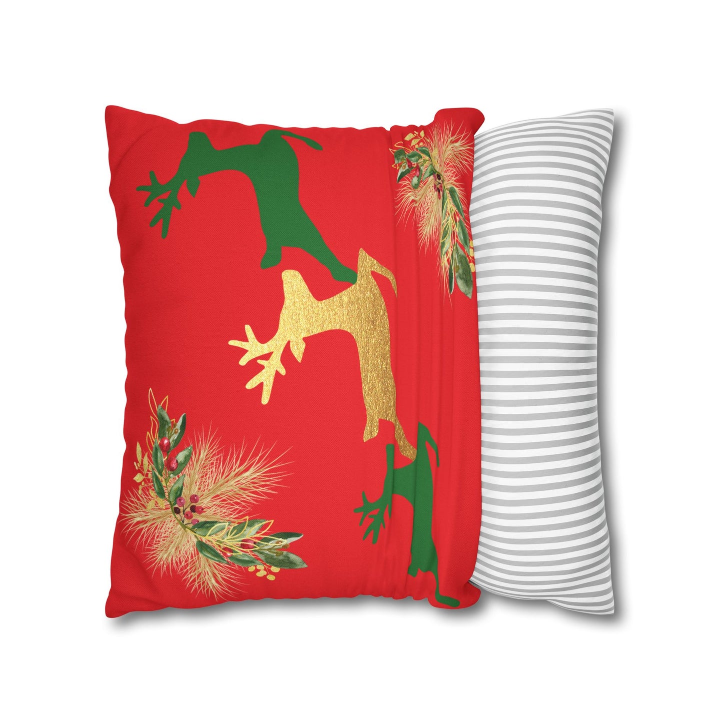 Reindeer Fun Green - Square Pillowcase - Various Sizes