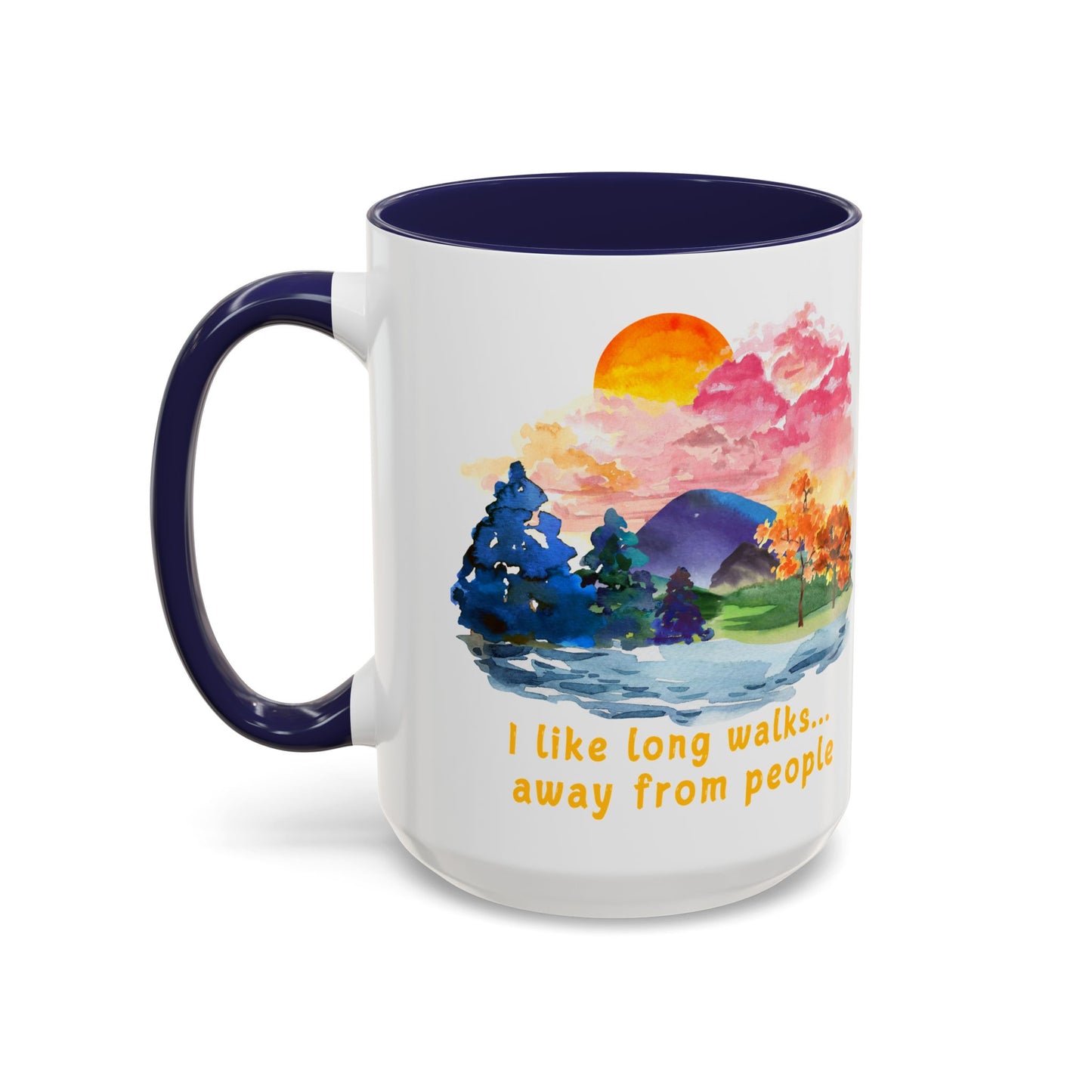 Long Walks Away From People - Accent Coffee Mug (11, 15oz)