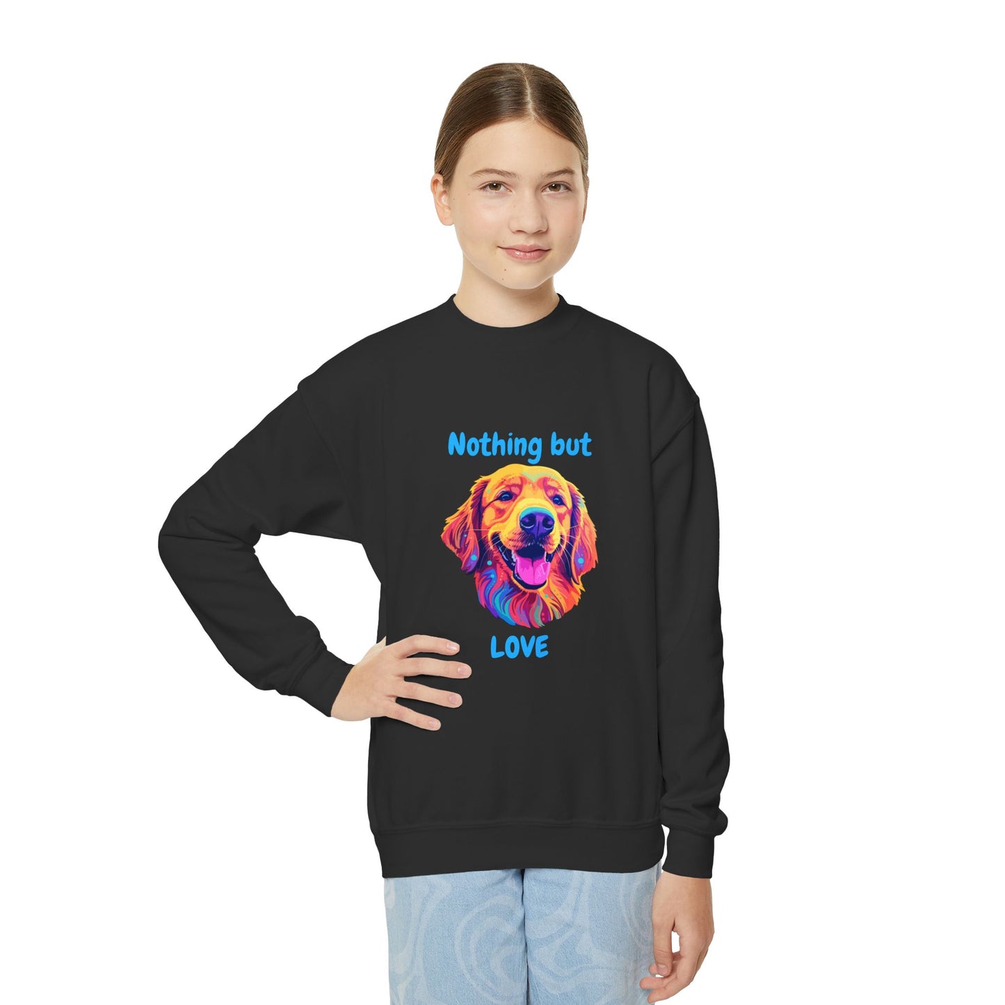 Nothing But Love - Youth Crewneck Sweatshirt - Golden Retriever Design