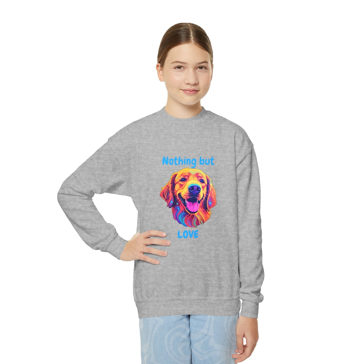 Nothing But Love - Youth Crewneck Sweatshirt - Golden Retriever Design