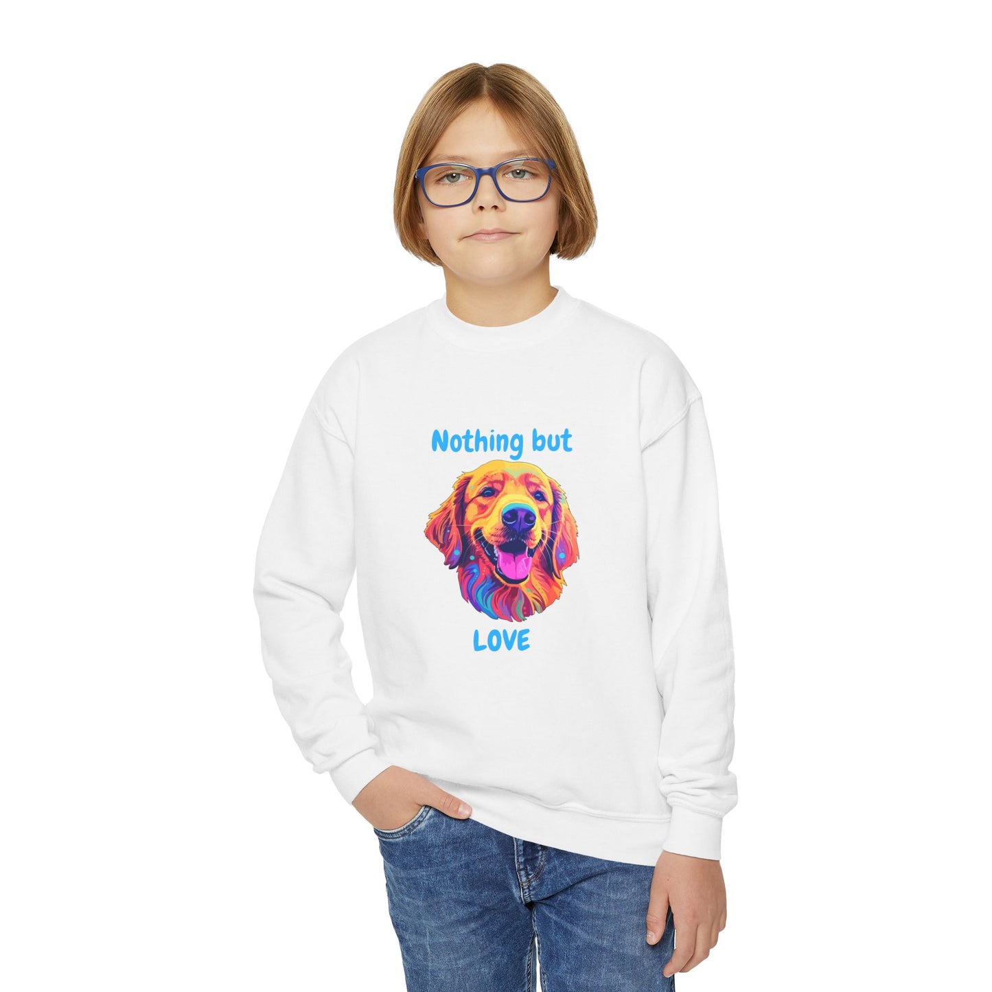 Nothing But Love - Youth Crewneck Sweatshirt - Golden Retriever Design