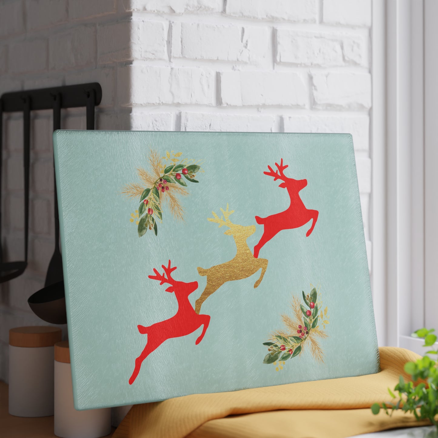 Reindeer Fun - Glass Cutting Board