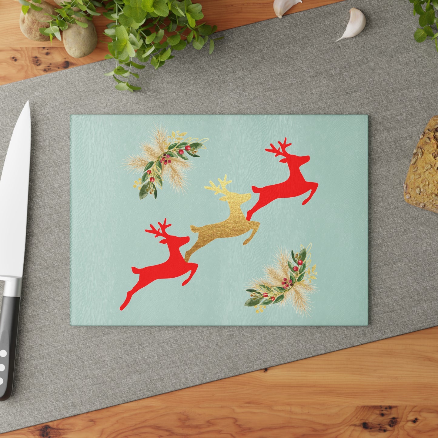 Reindeer Fun - Glass Cutting Board