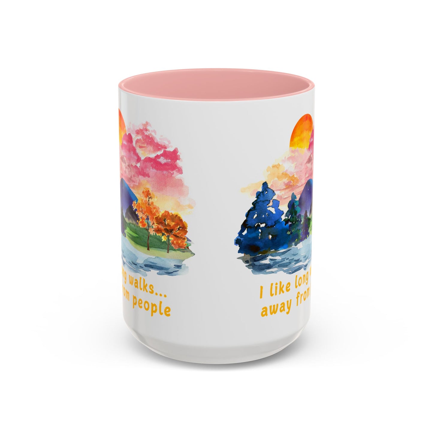 Long Walks Away From People - Accent Coffee Mug (11, 15oz)