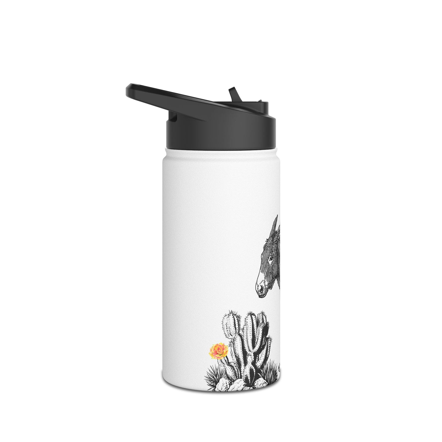 Desert-themed With Adorable Donkey - Stainless Steel Water Bottle, Standard Lid