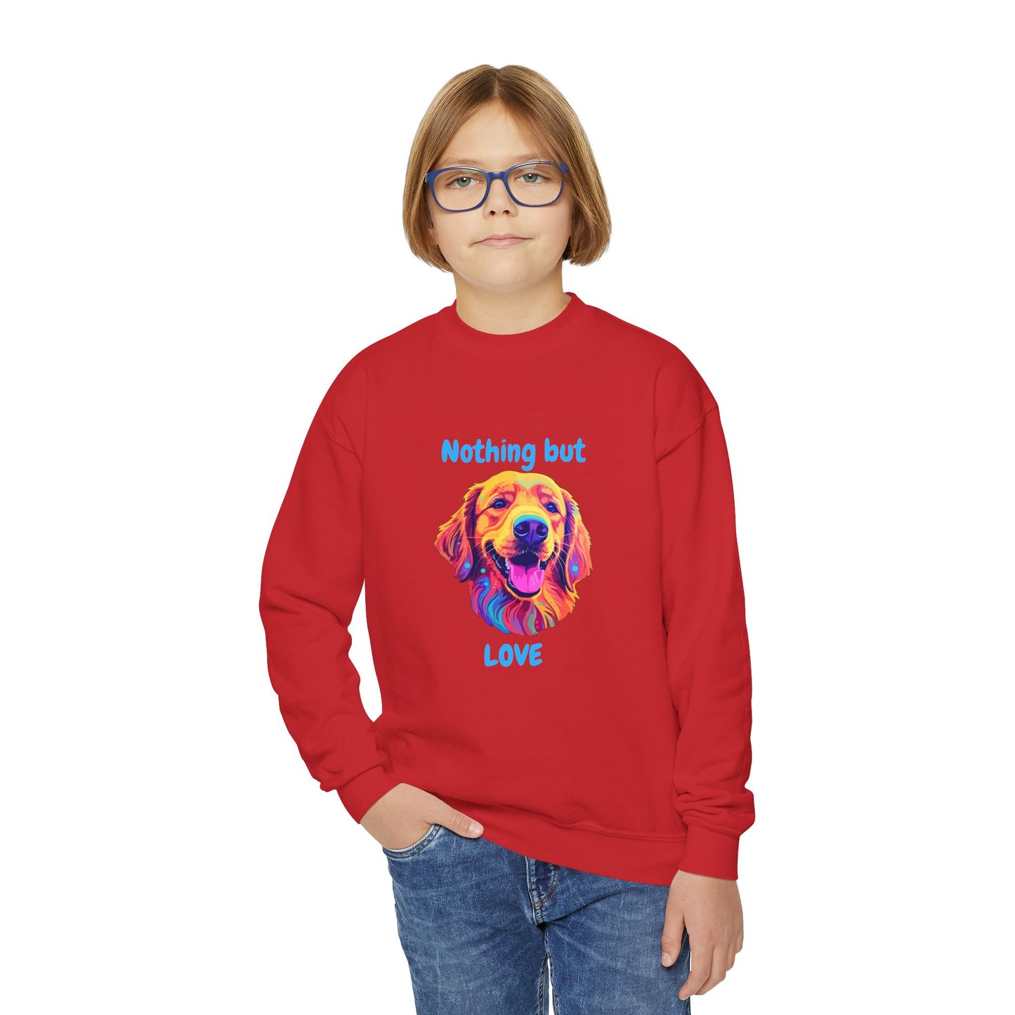 Nothing But Love - Youth Crewneck Sweatshirt - Golden Retriever Design