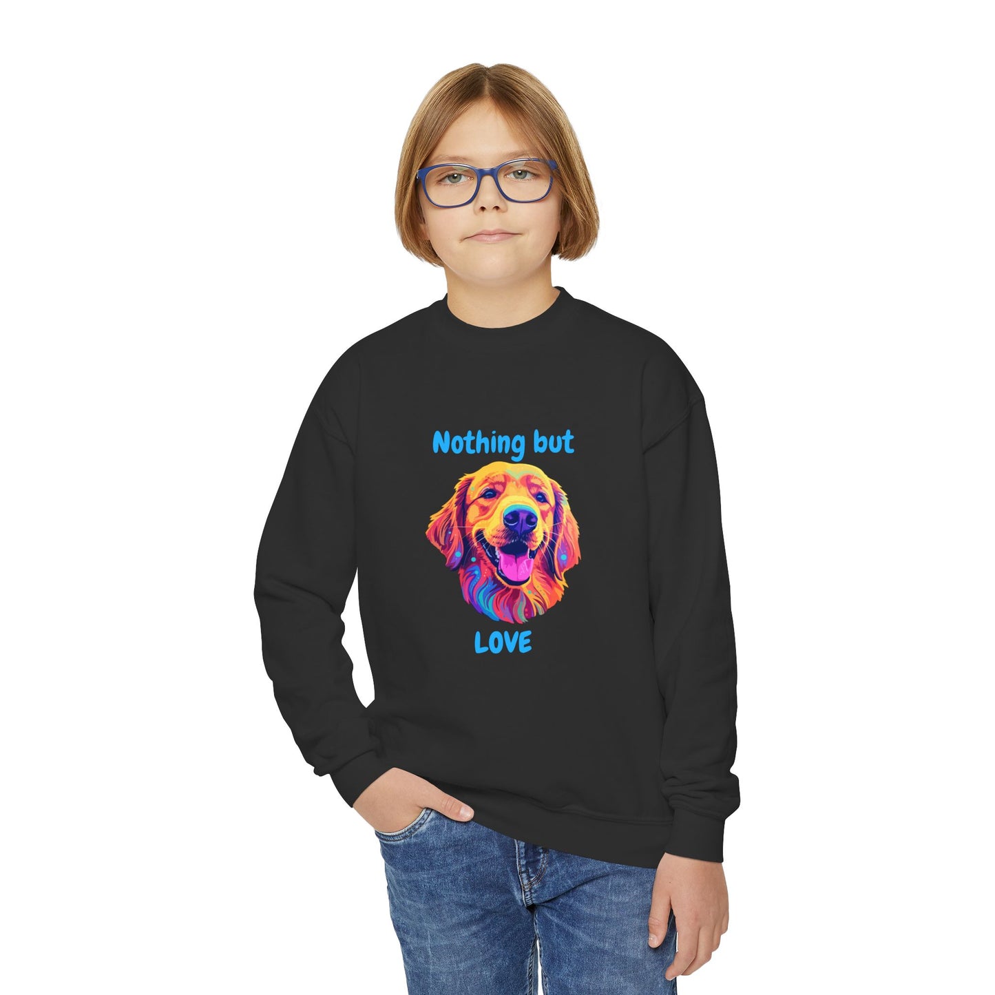 Nothing But Love - Youth Crewneck Sweatshirt - Golden Retriever Design